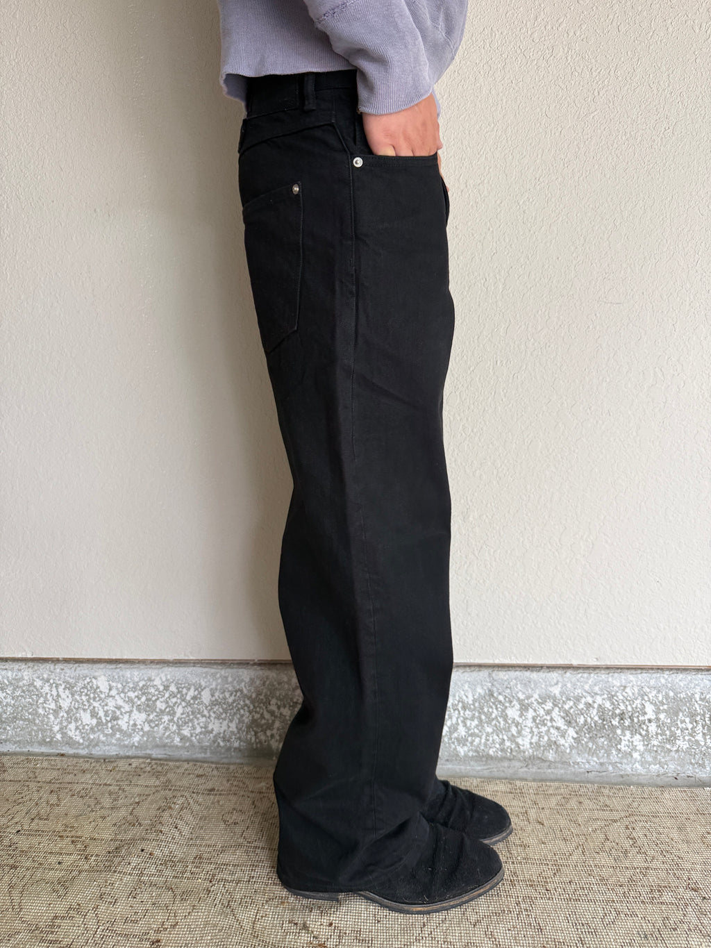 Jet Black Loose Fit Selvedge Denim