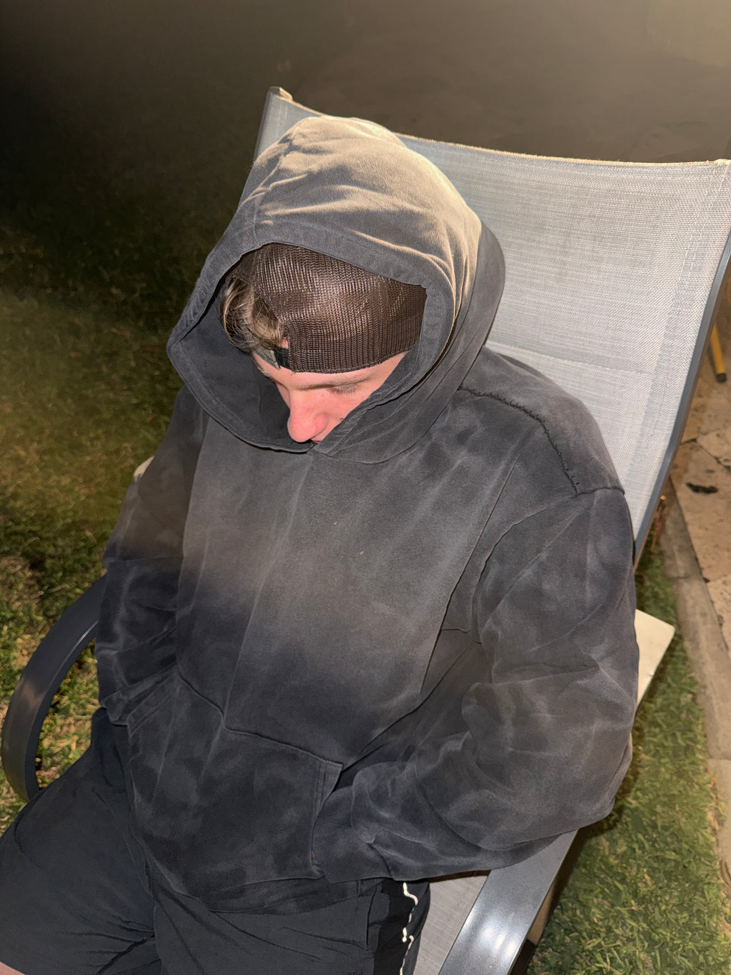Non-Distressed Black Sunfaded Hoodie