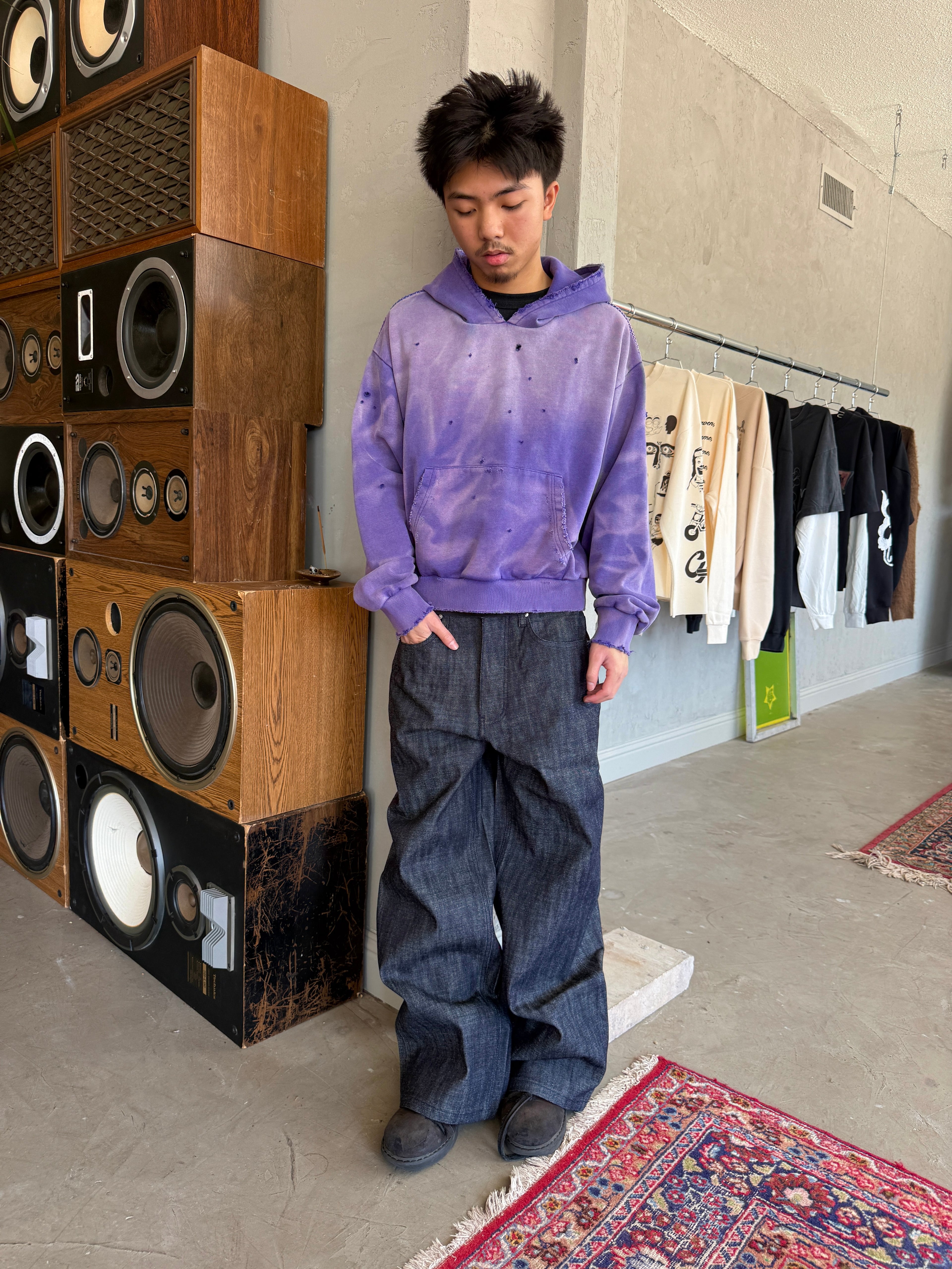 Distressed Purple Sunfaded Hoodie