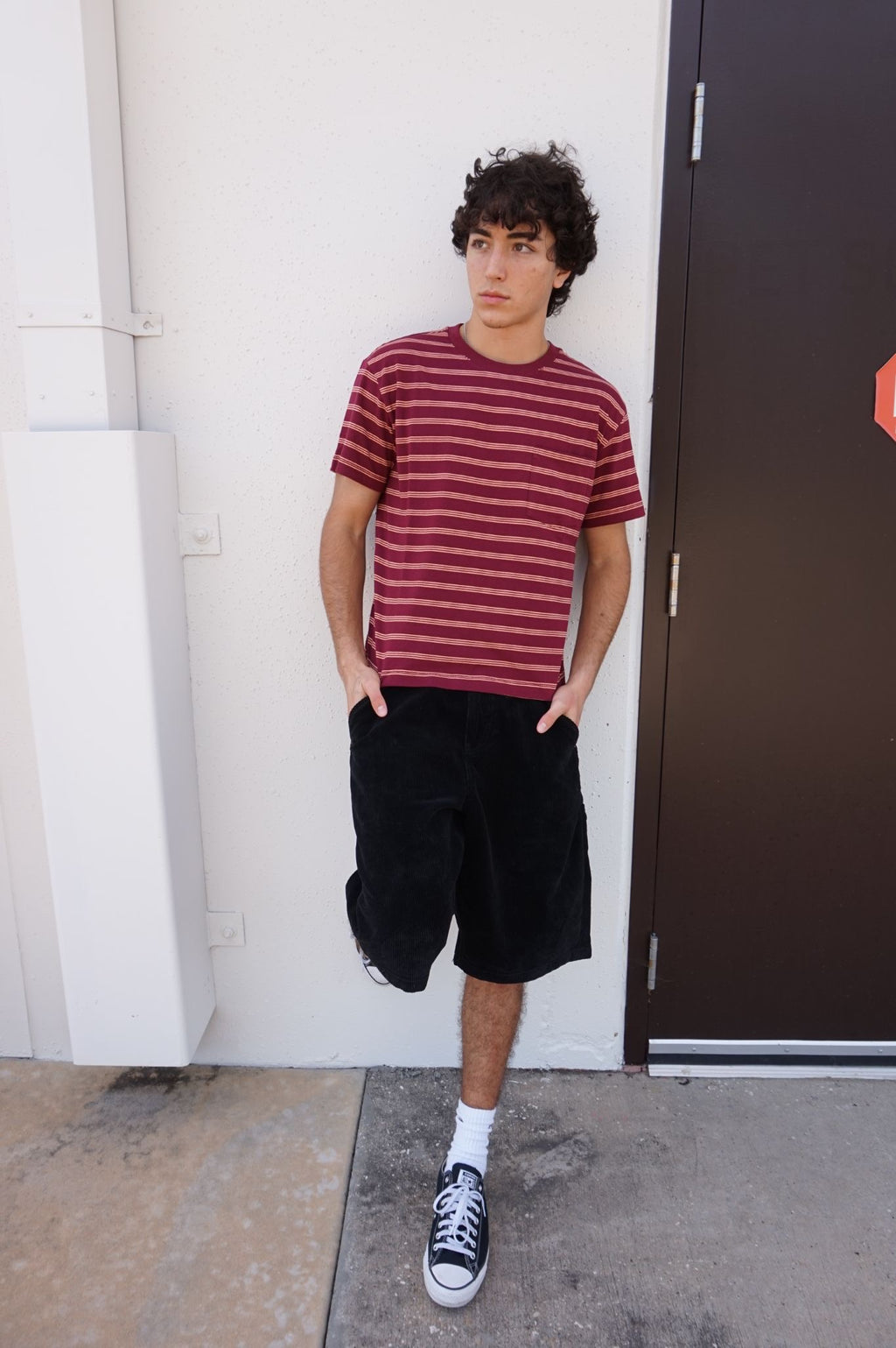Dark Red Striped Tee