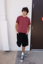 Dark Red Striped Tee