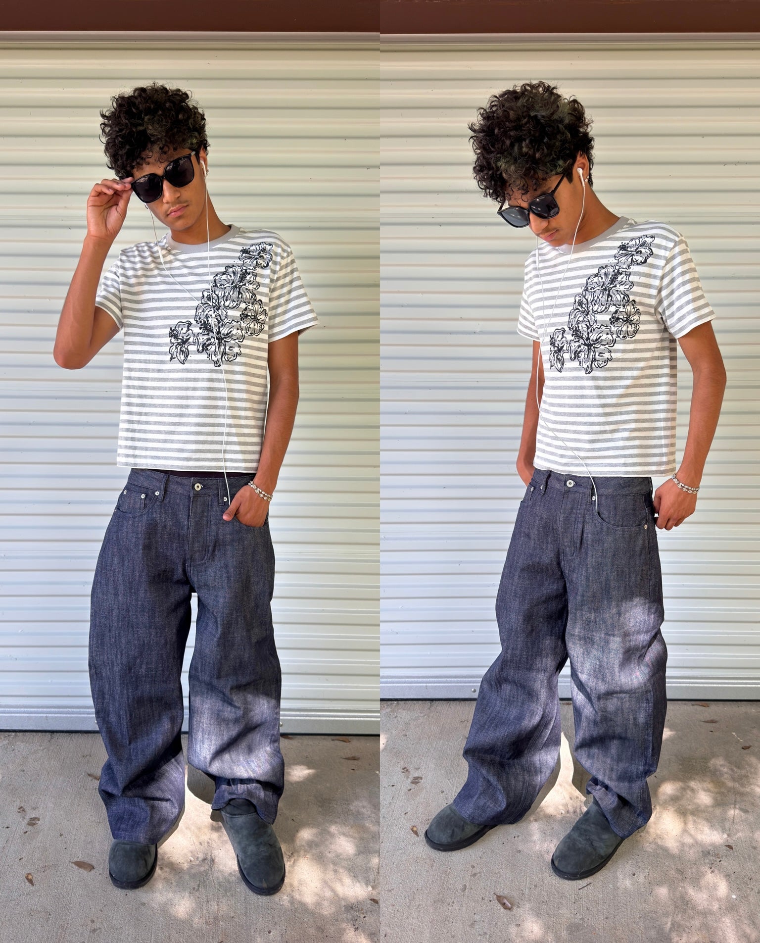 Grey Striped Mag Tee