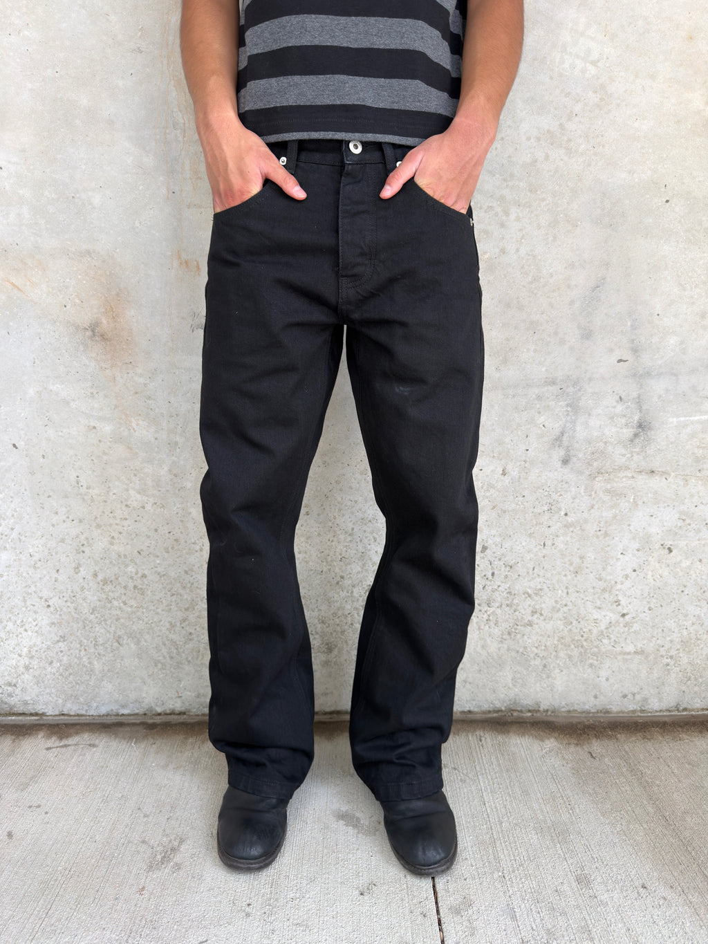 Jet Black Selvedge Bootcut Denim