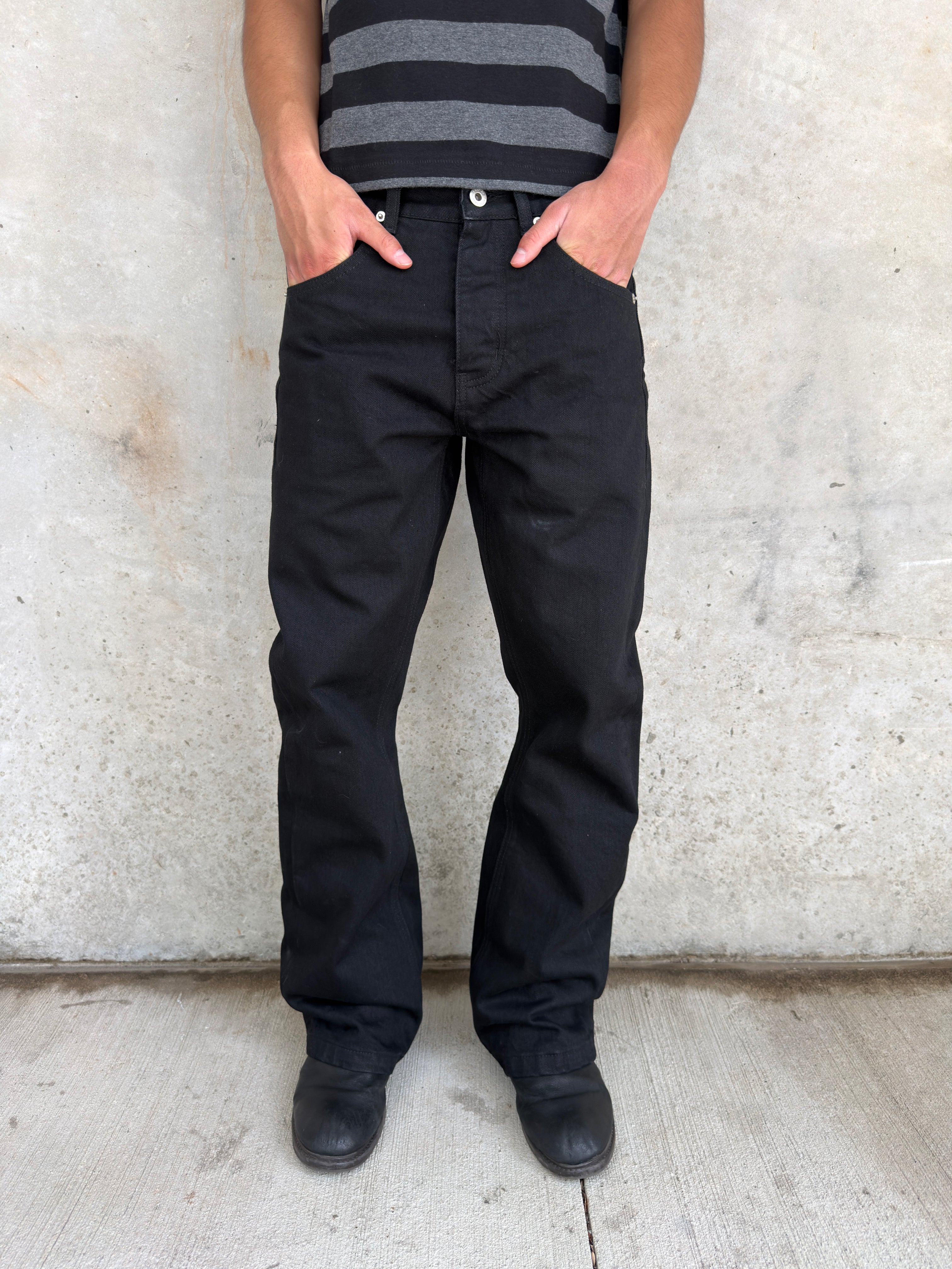 Jet Black Selvedge Bootcut Denim
