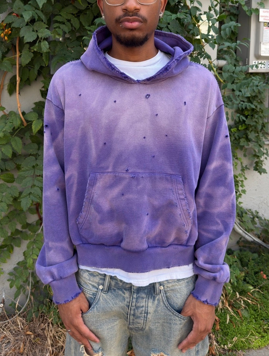 Distressed Purple Sunfaded Hoodie