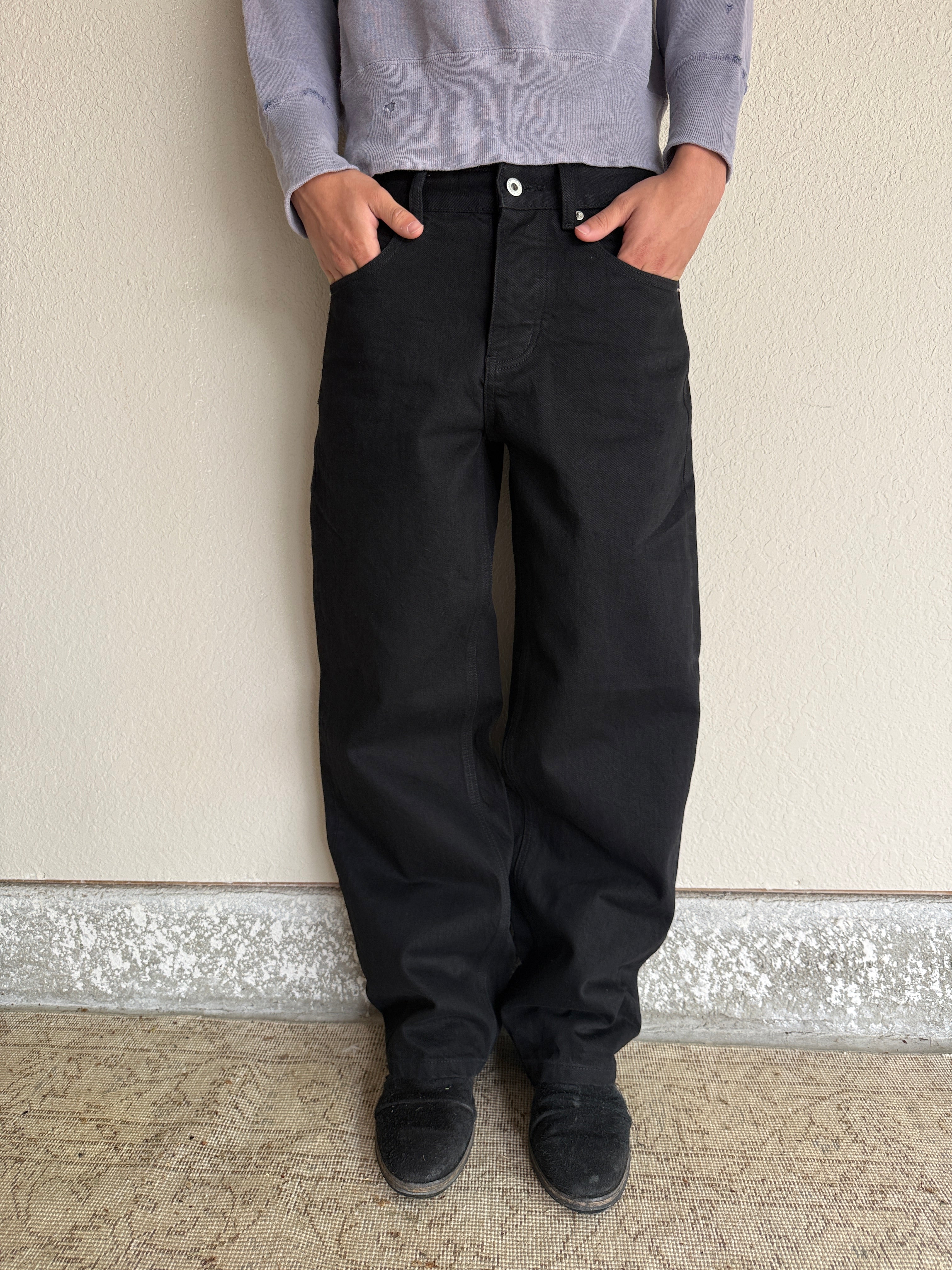 Jet Black Loose Fit Selvedge Denim