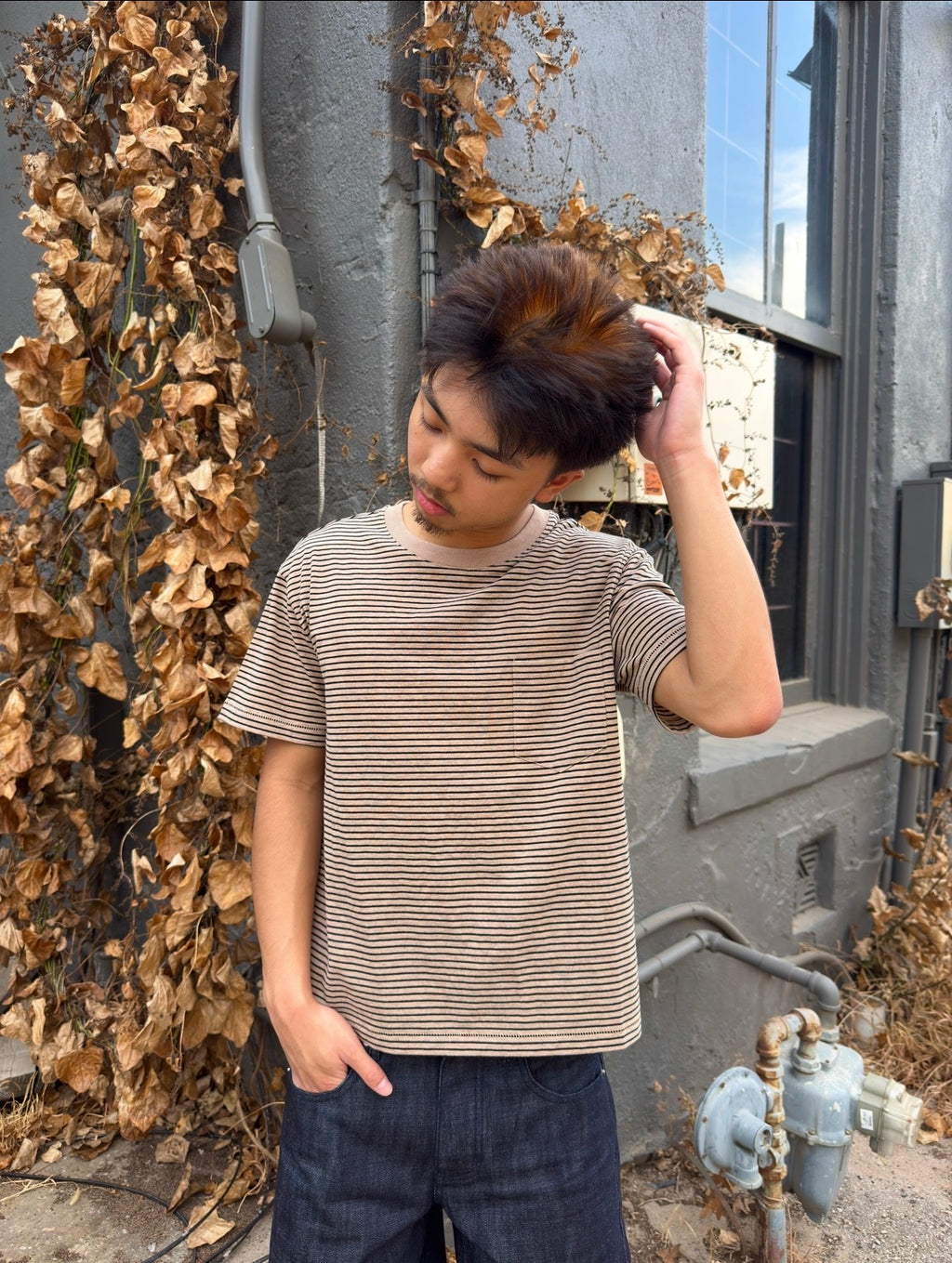 Beige Striped Tee