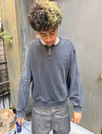 Washed Black Repaired Crewneck