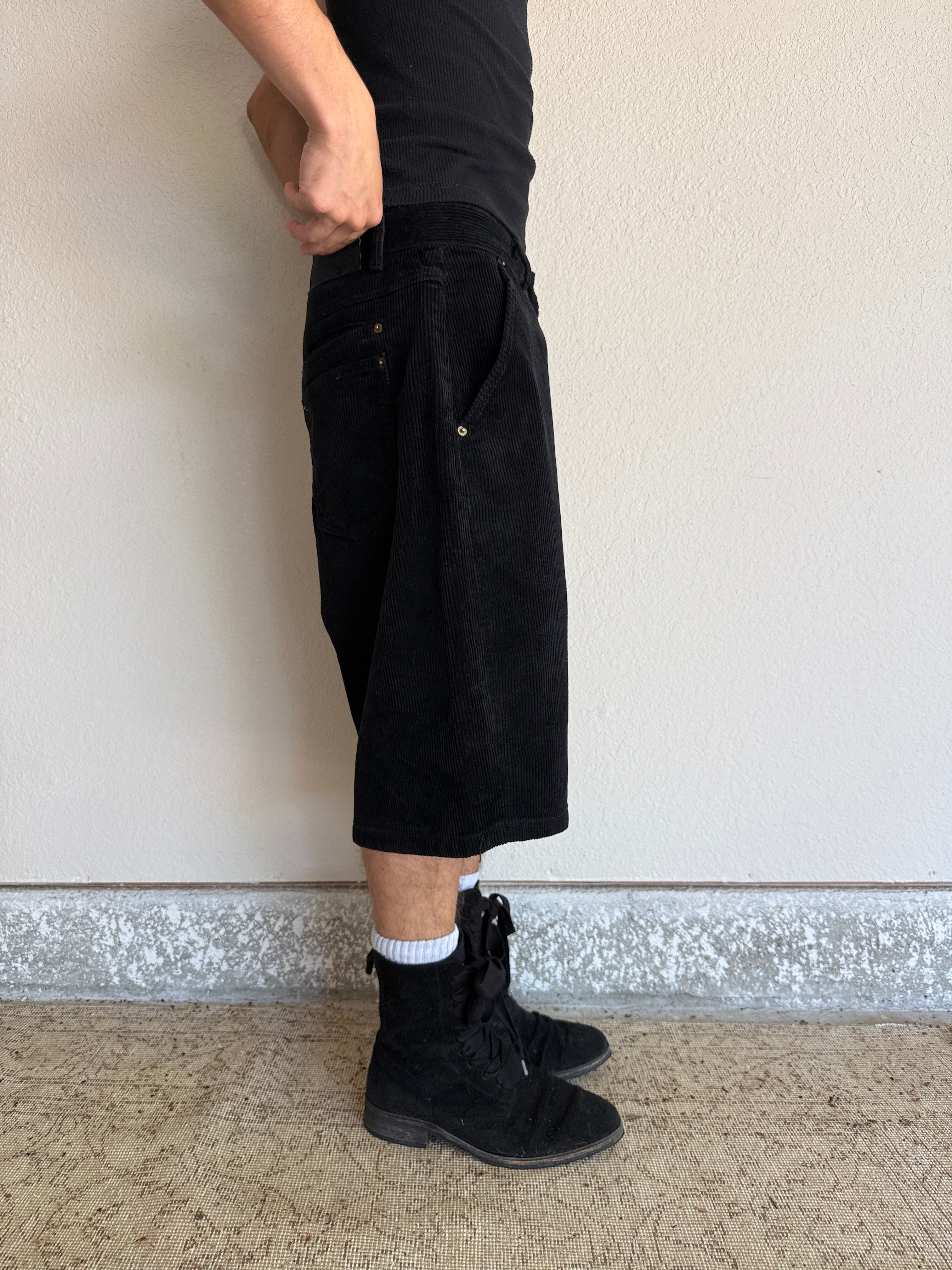 Black Baggy Corduroy Shorts
