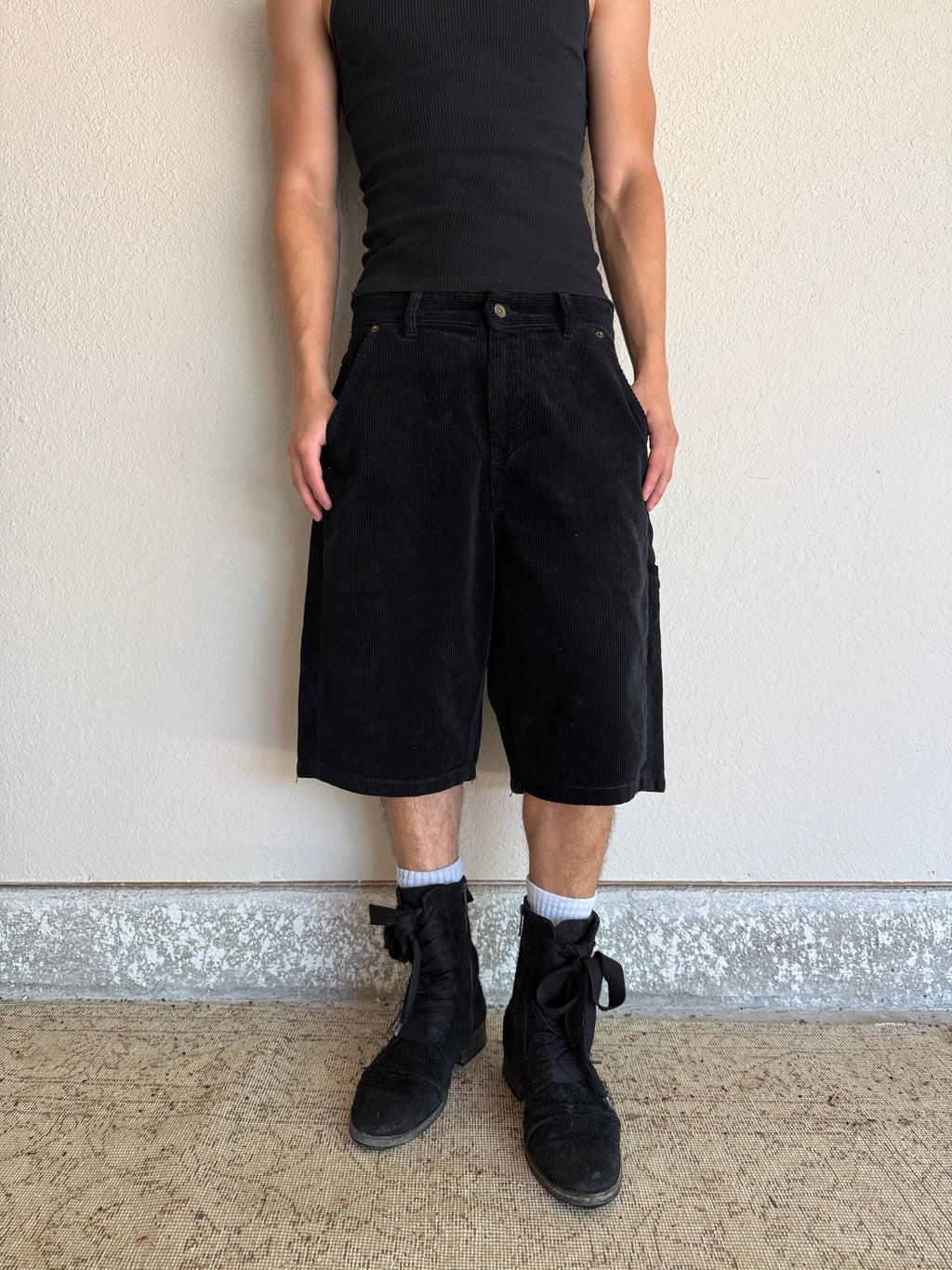 Black Baggy Corduroy Shorts