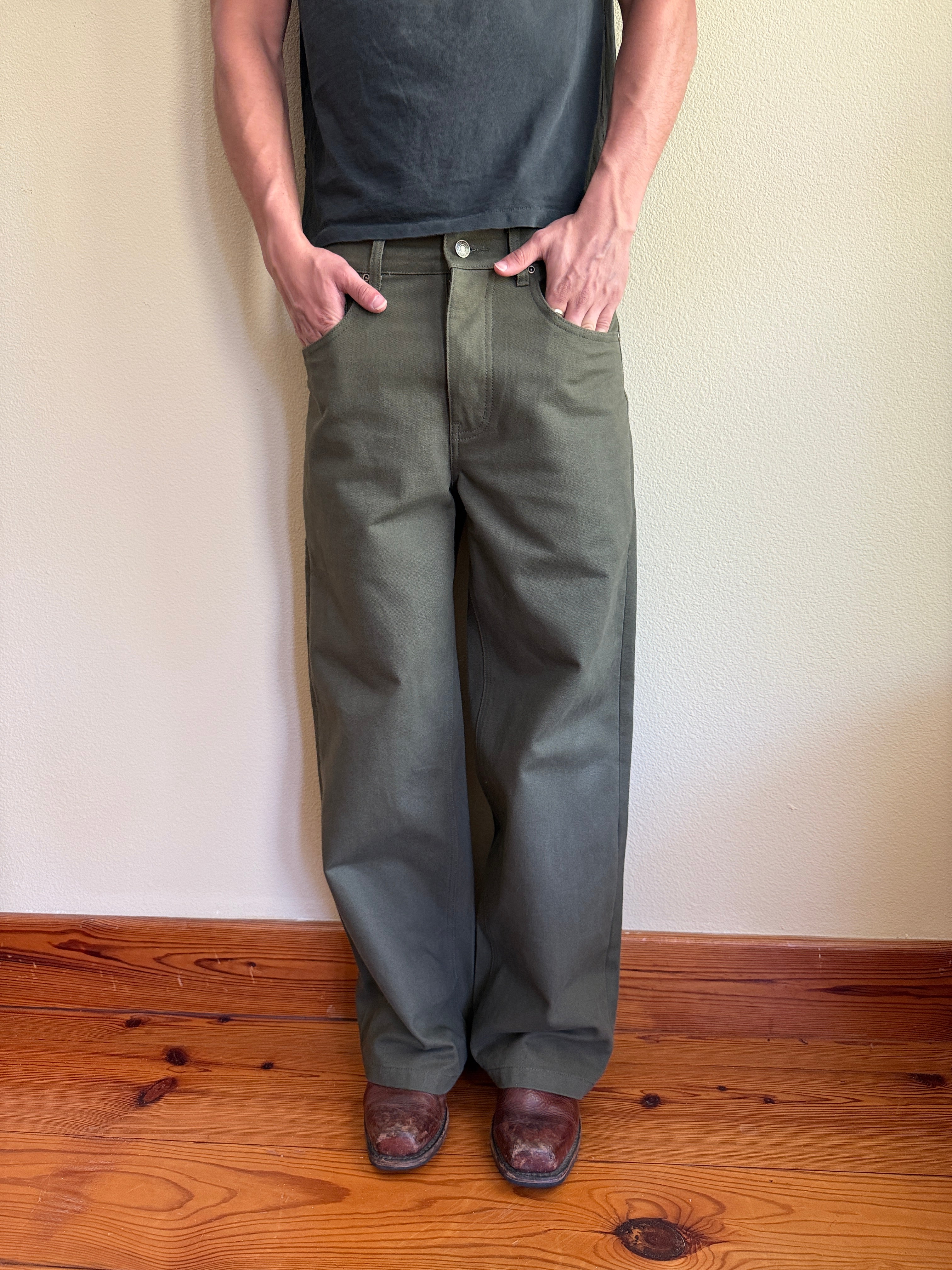 Military Green Canvas Pants