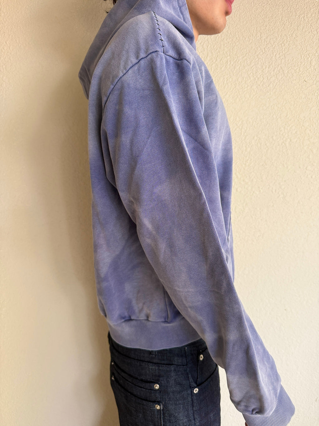 Non-Distressed Light Blue Sunfaded Hoodie