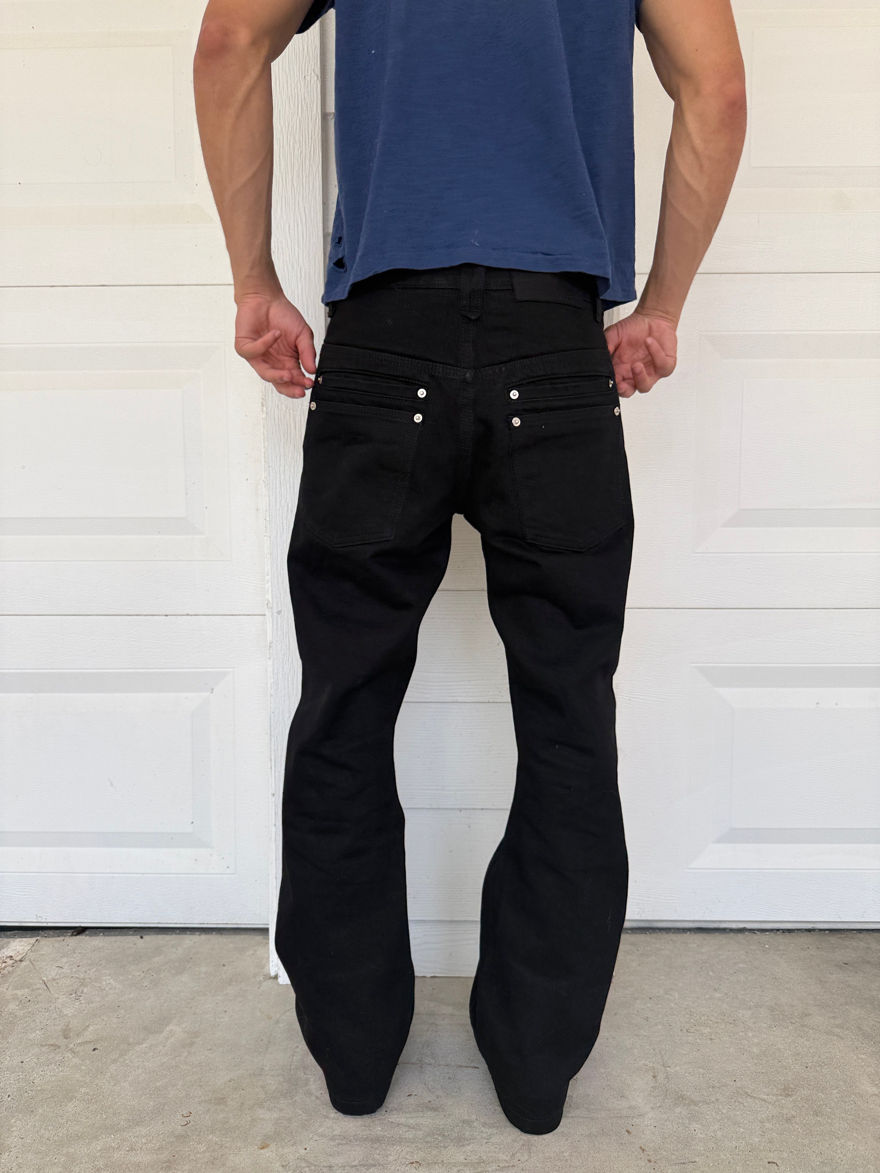 Jet Black Selvedge Bootcut Denim