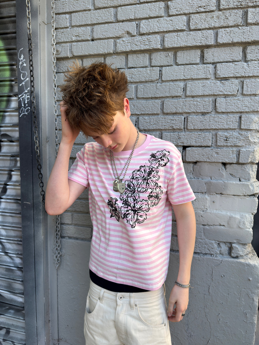 Pink Striped Mag Tee