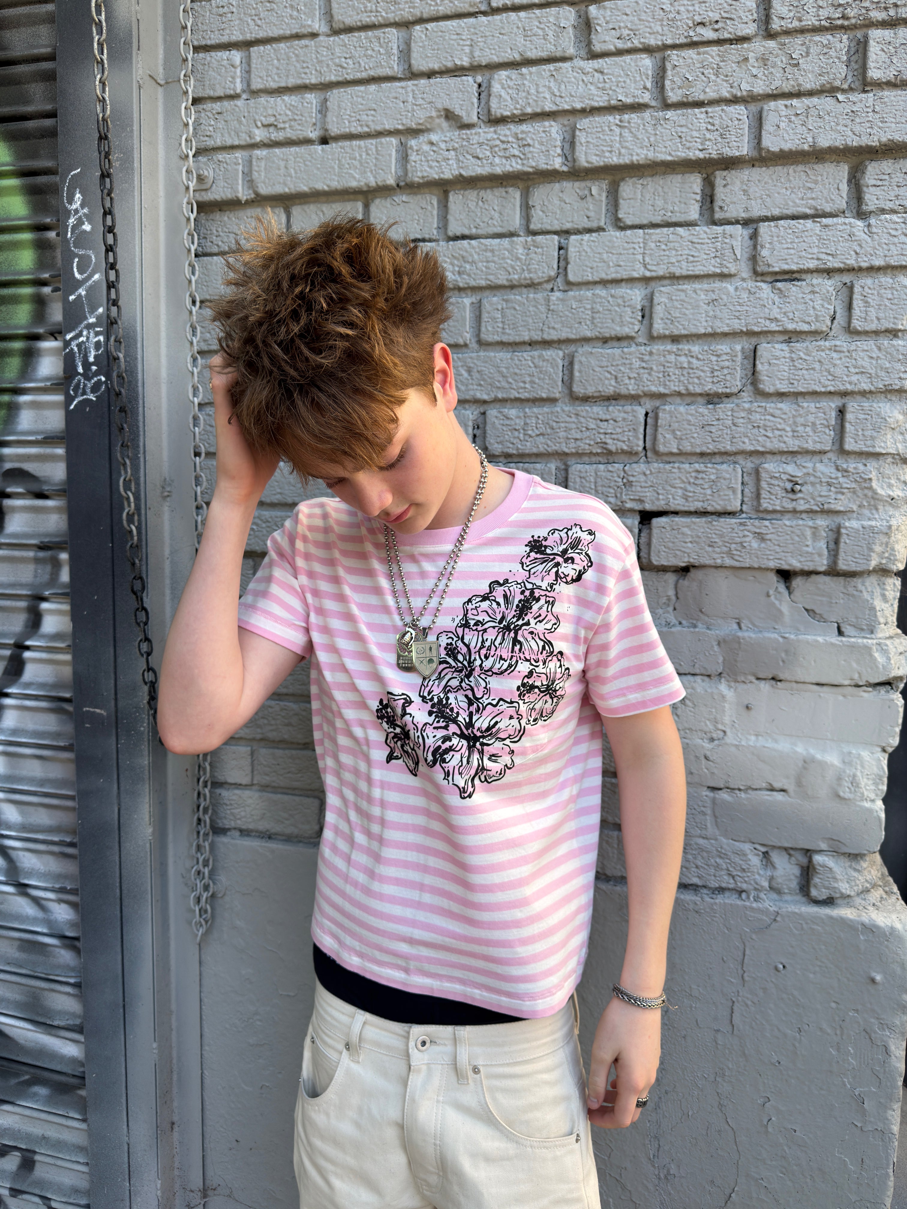 Pink Striped Mag Tee
