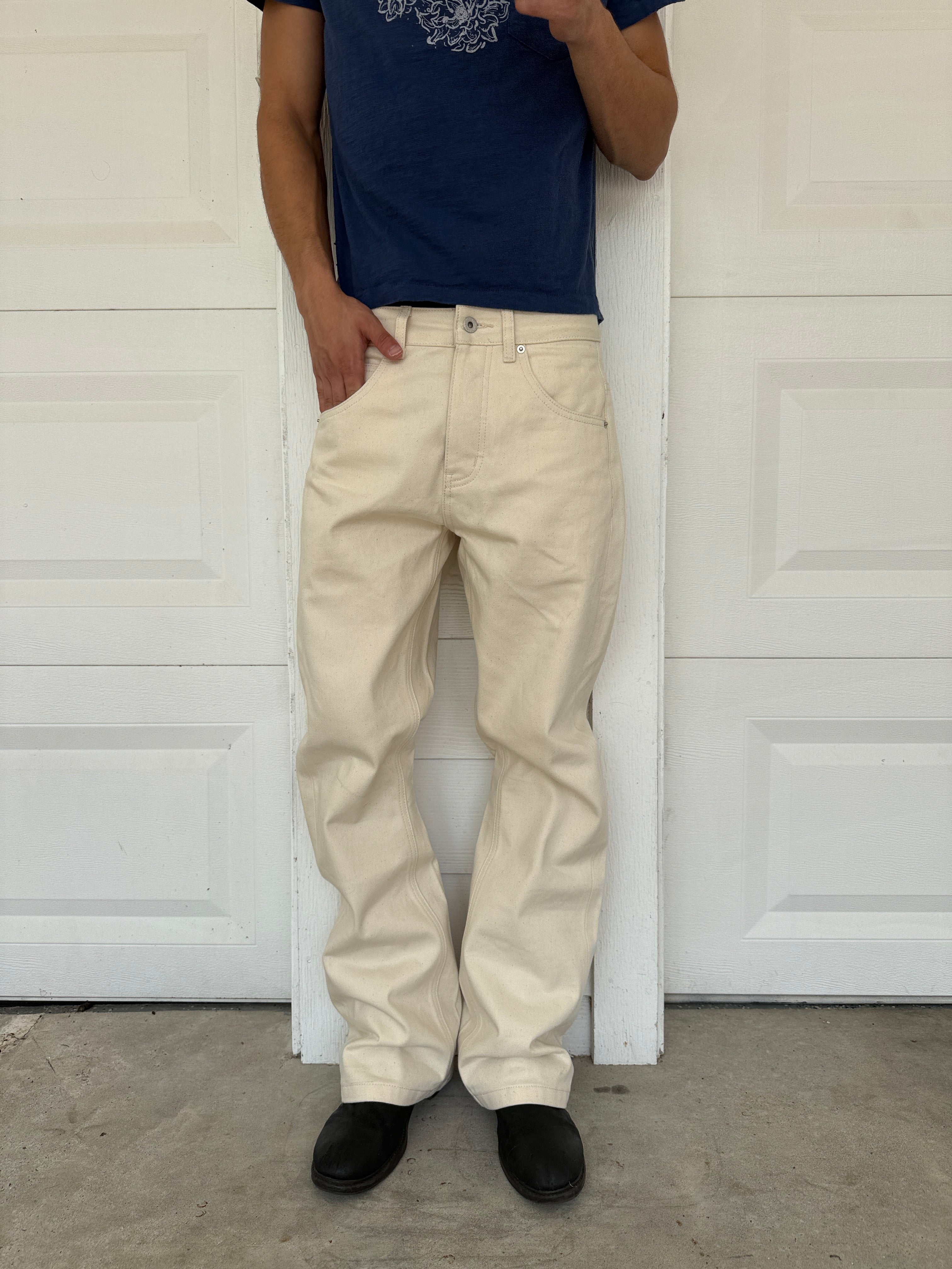 Raw Cream Selvedge Bootcut Denim