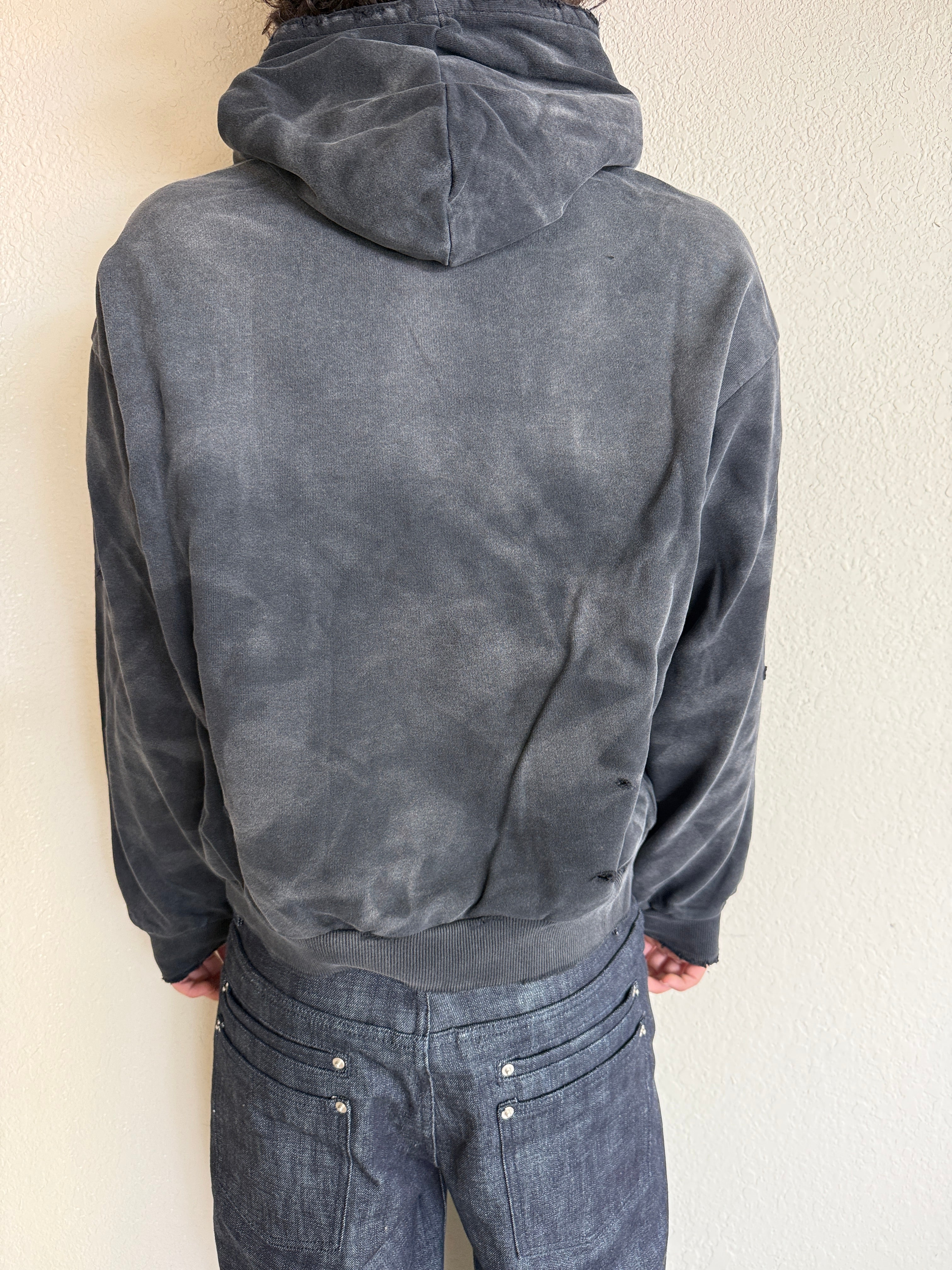 Distressed Black Sunfaded Hoodie