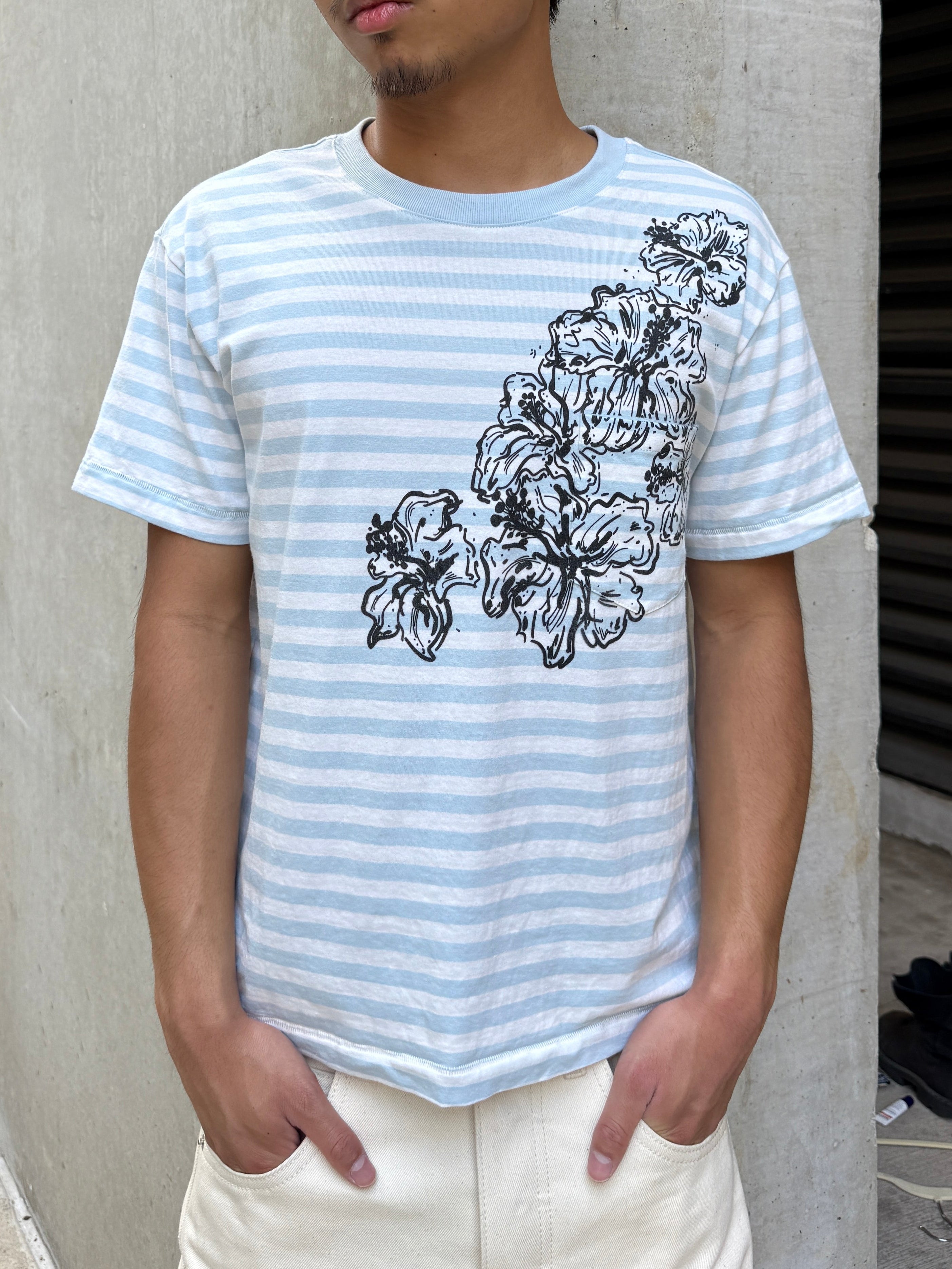 Light Blue Striped Mag Tee