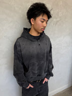 Distressed Black Sunfaded Hoodie