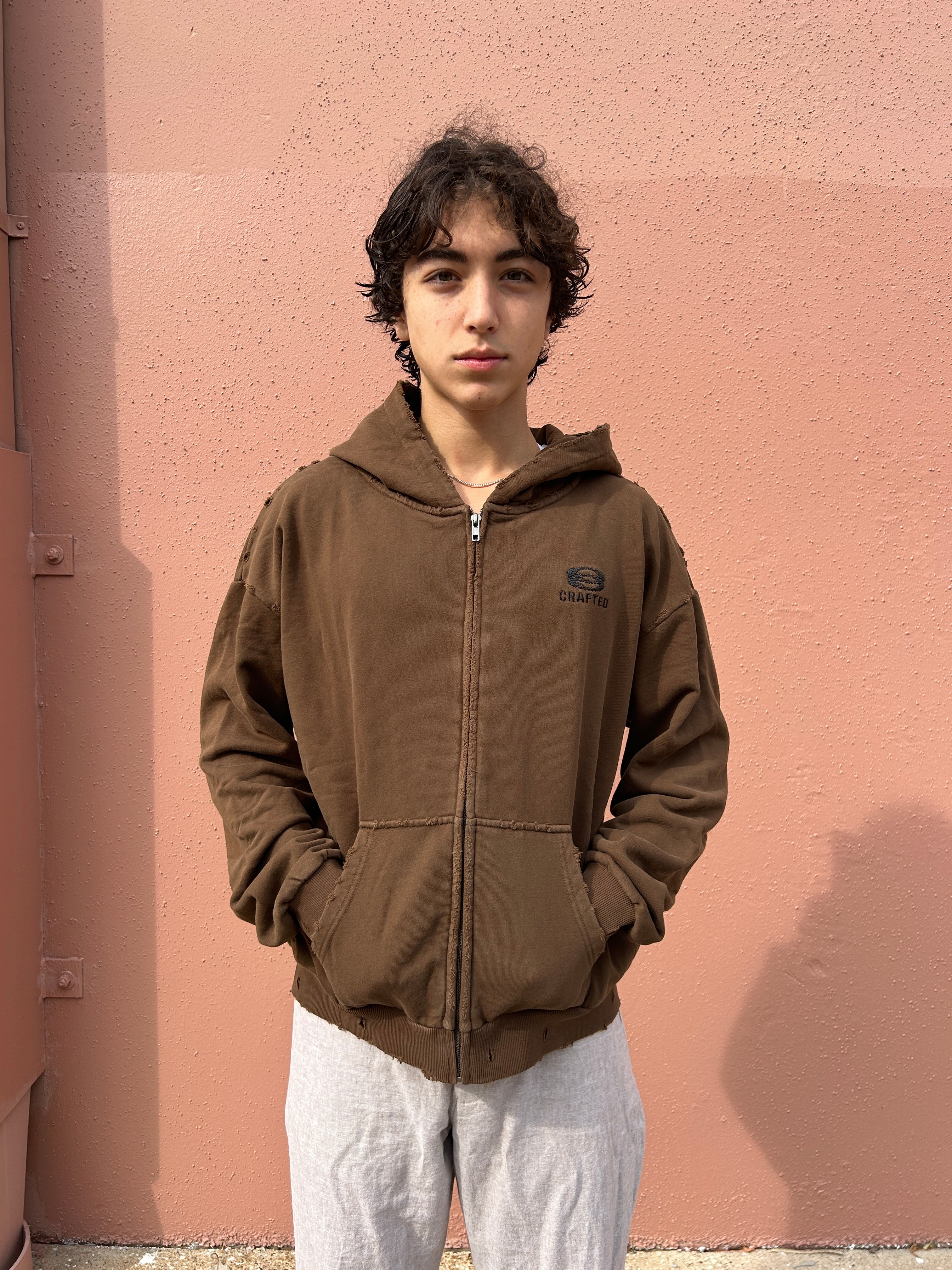 Distressed Brown Zipup