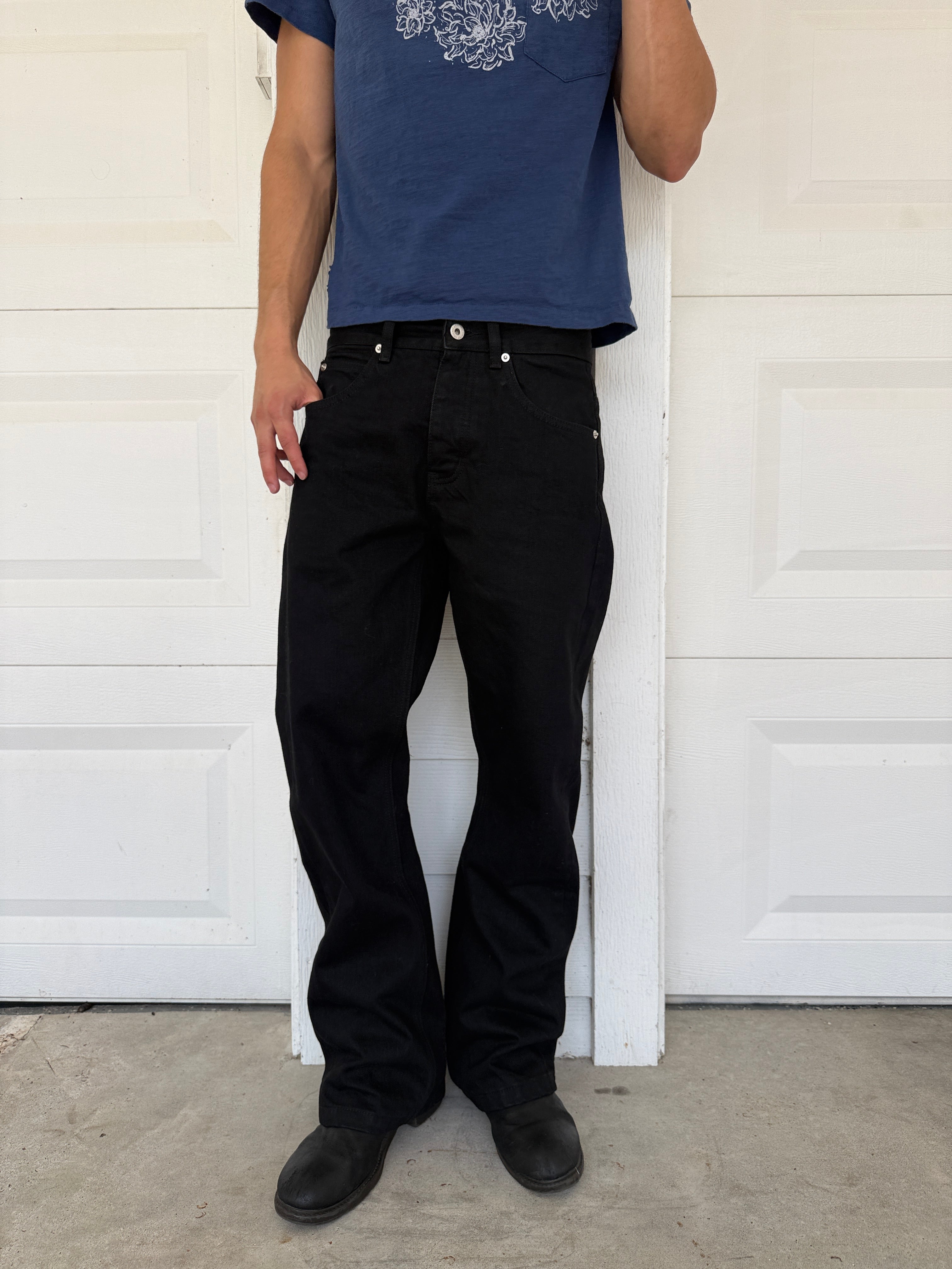 Jet Black Selvedge Bootcut Denim