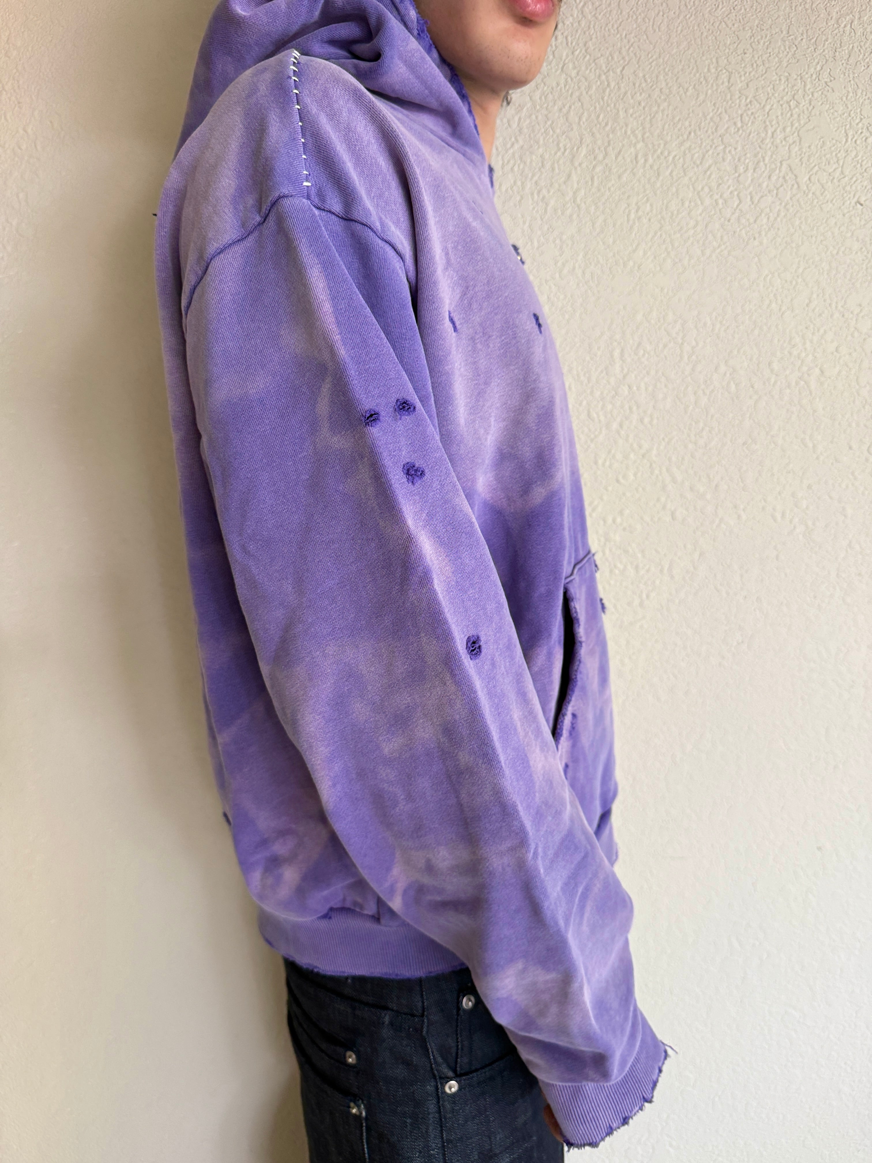 Distressed Purple Sunfaded Hoodie
