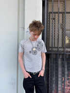 Grey Striped Lotus Tee