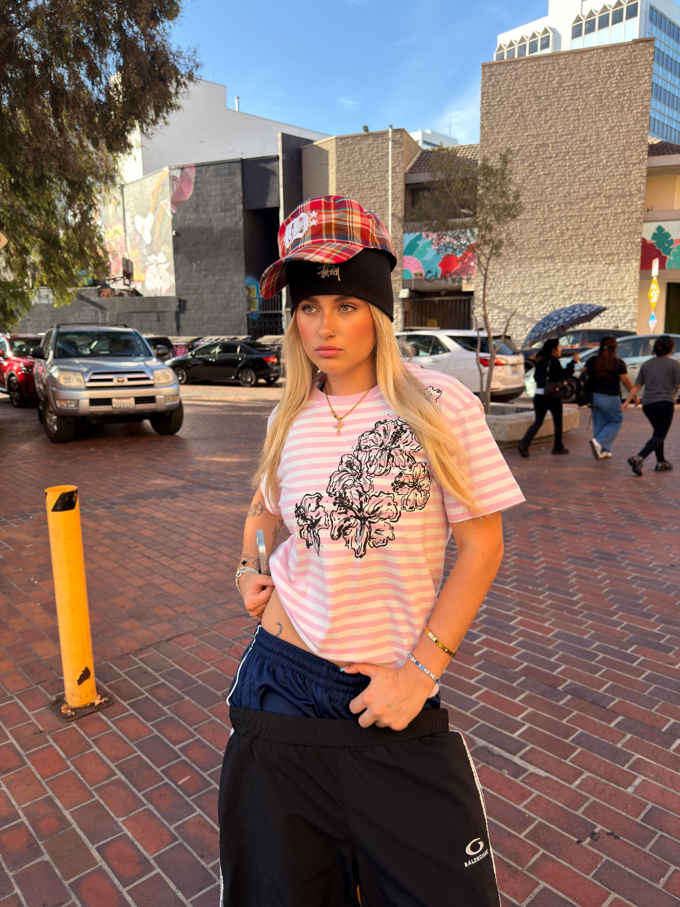 Pink Striped Mag Tee