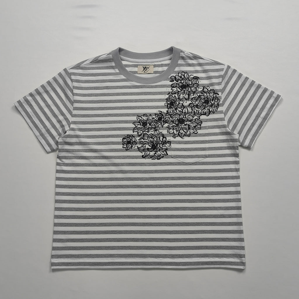 Grey Striped Lotus Tee