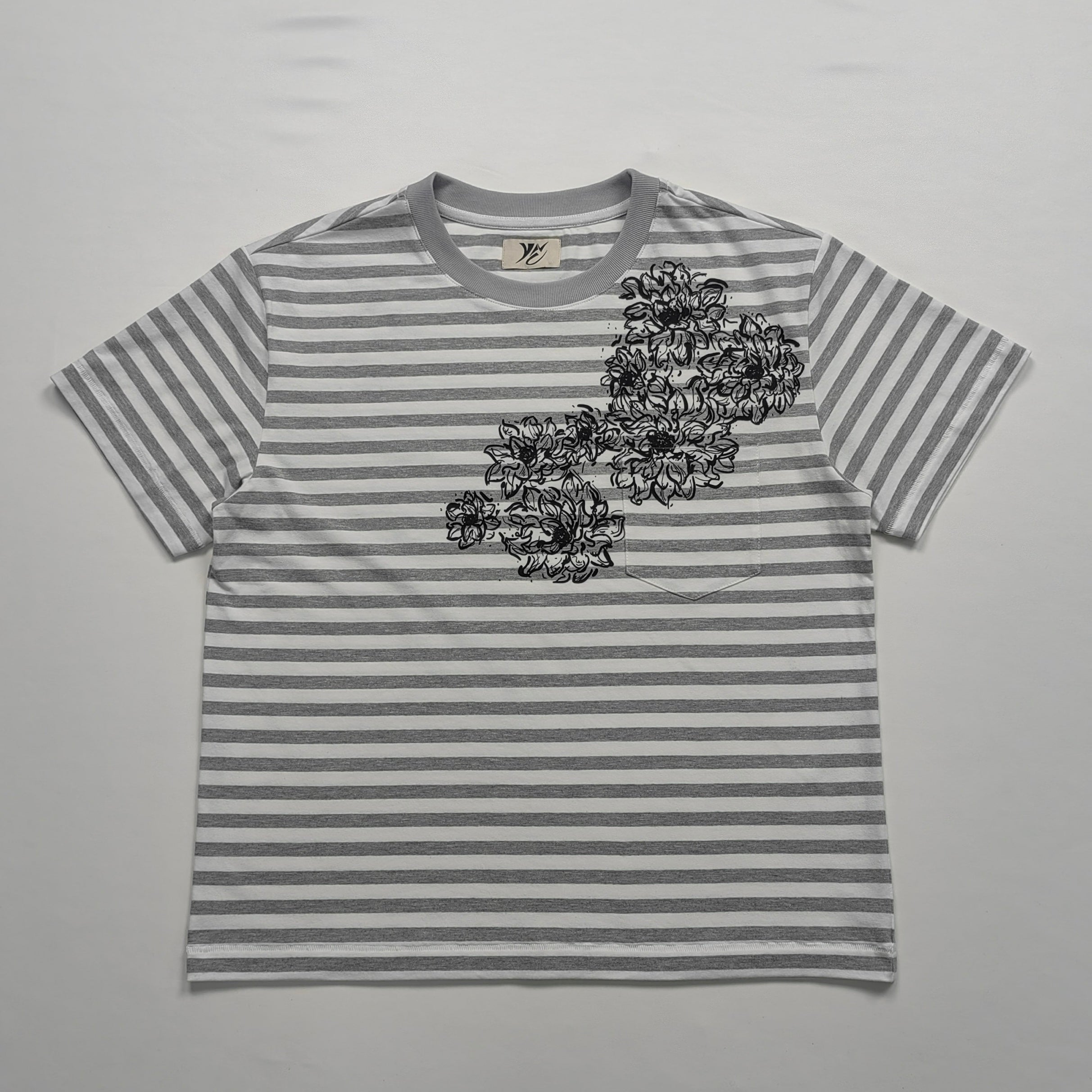 Grey Striped Lotus Tee