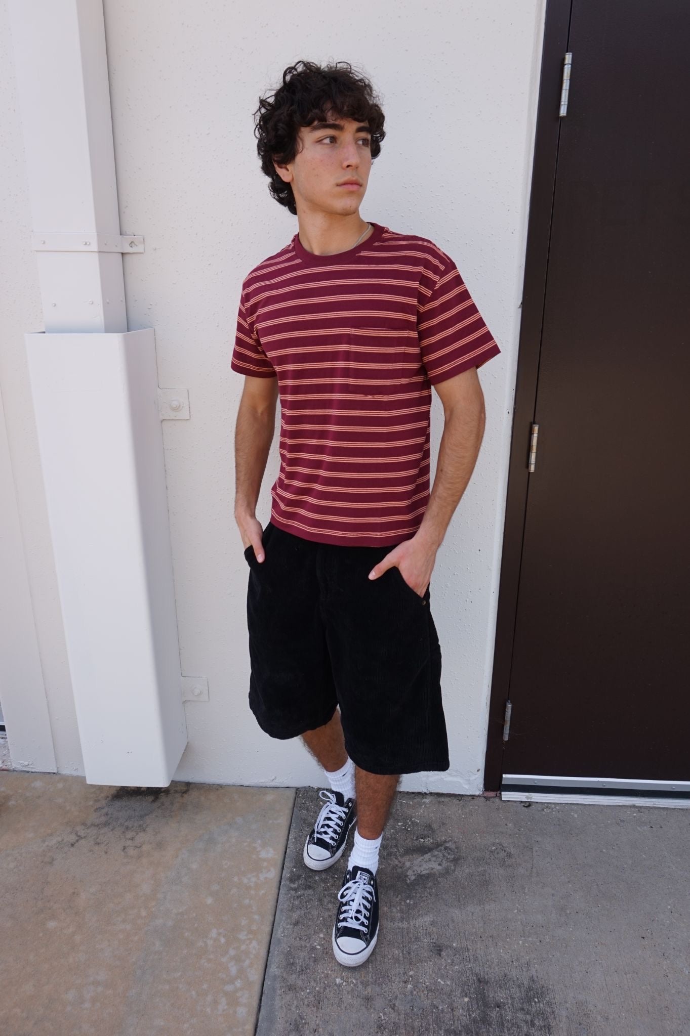 Dark Red Striped Tee
