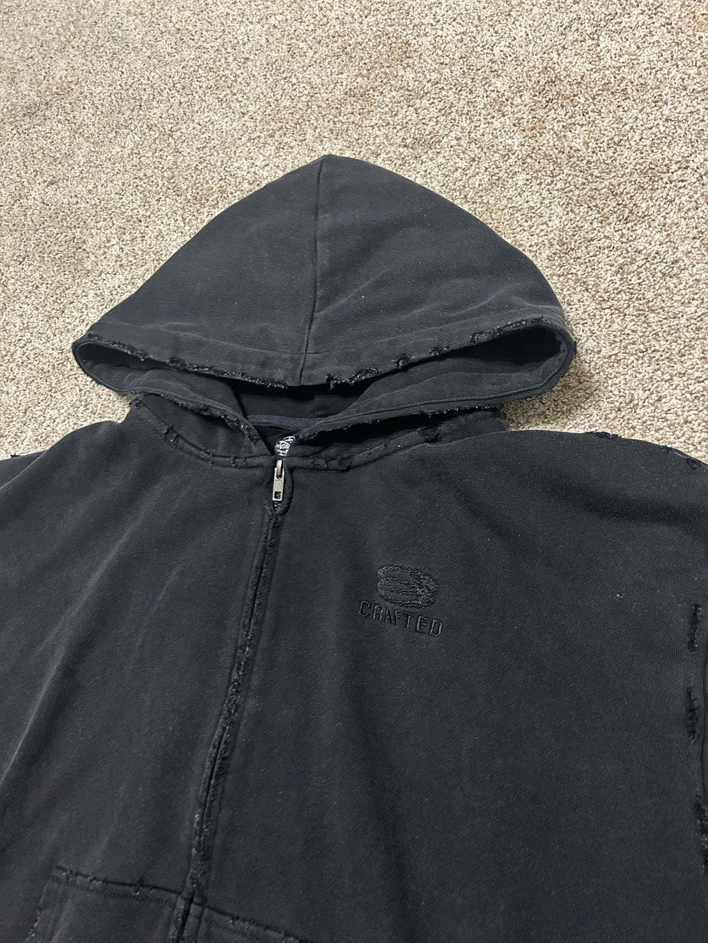 Distressed Washed Black Zipup