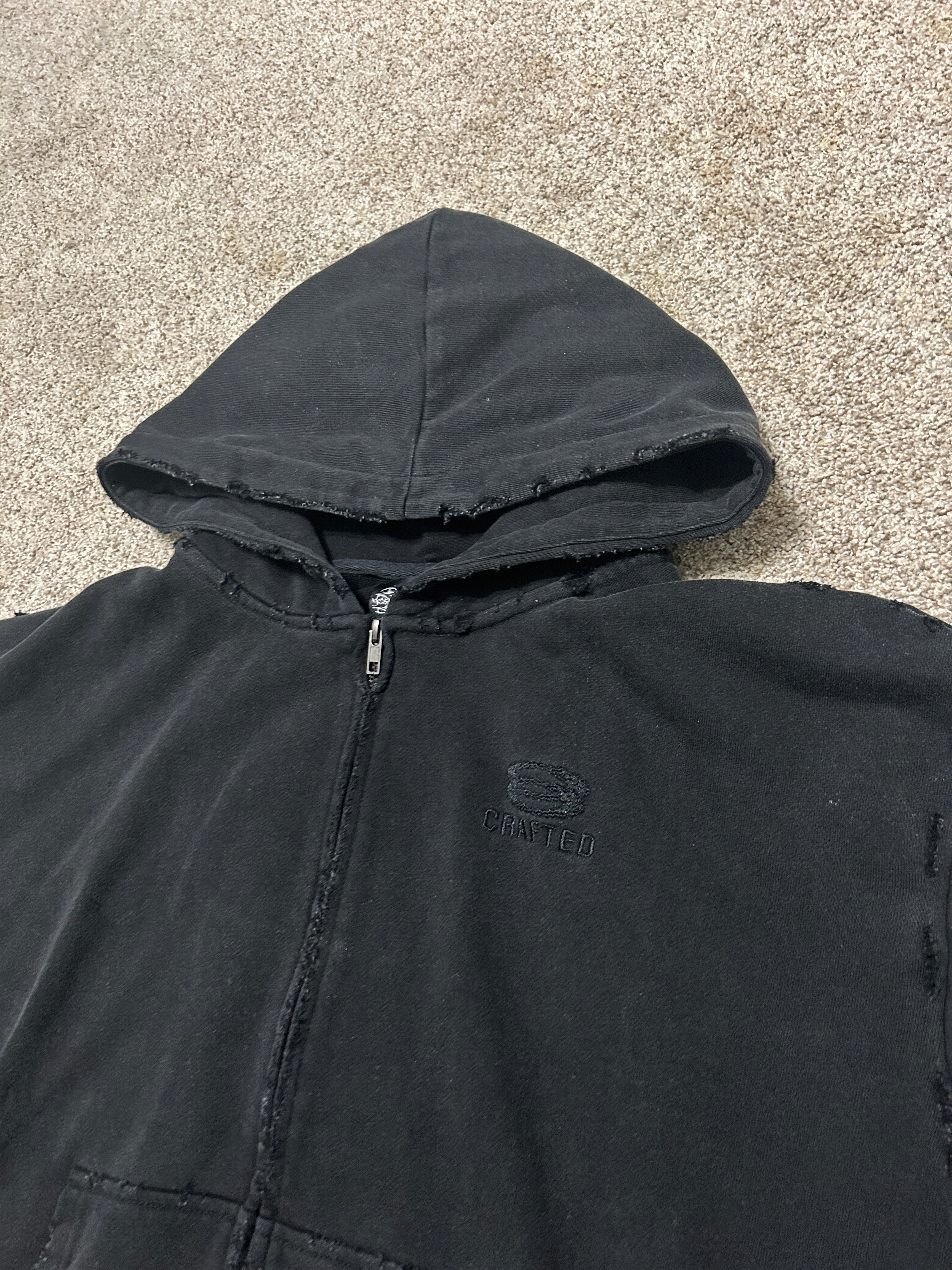 Distressed Washed Black Zipup