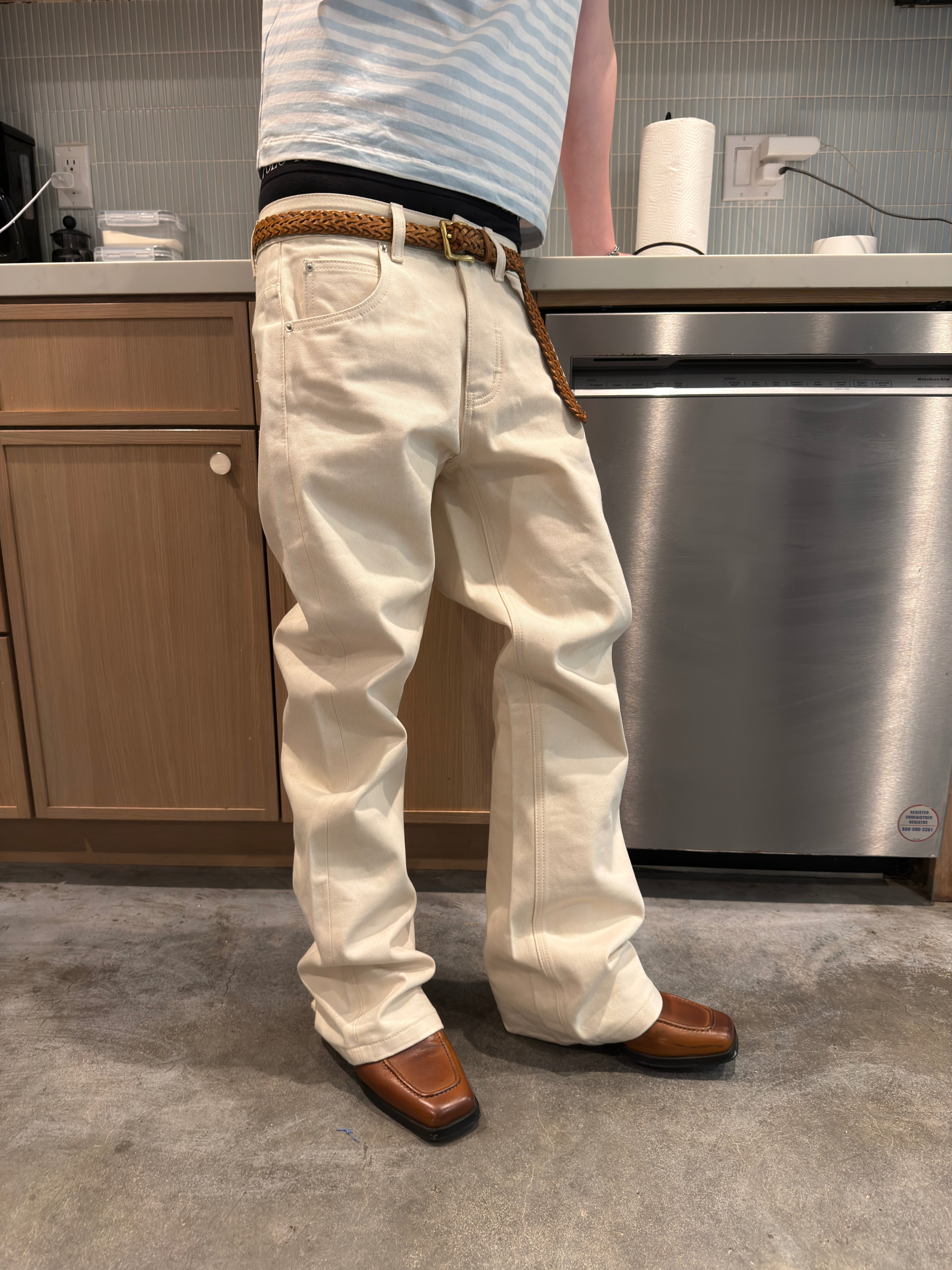 Raw Cream Selvedge Bootcut Denim