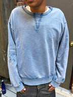 Washed Blue Repaired Crewneck