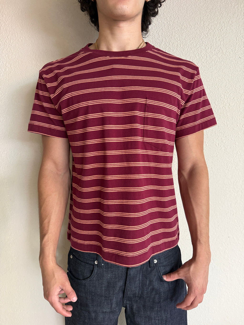 Dark Red Striped Tee