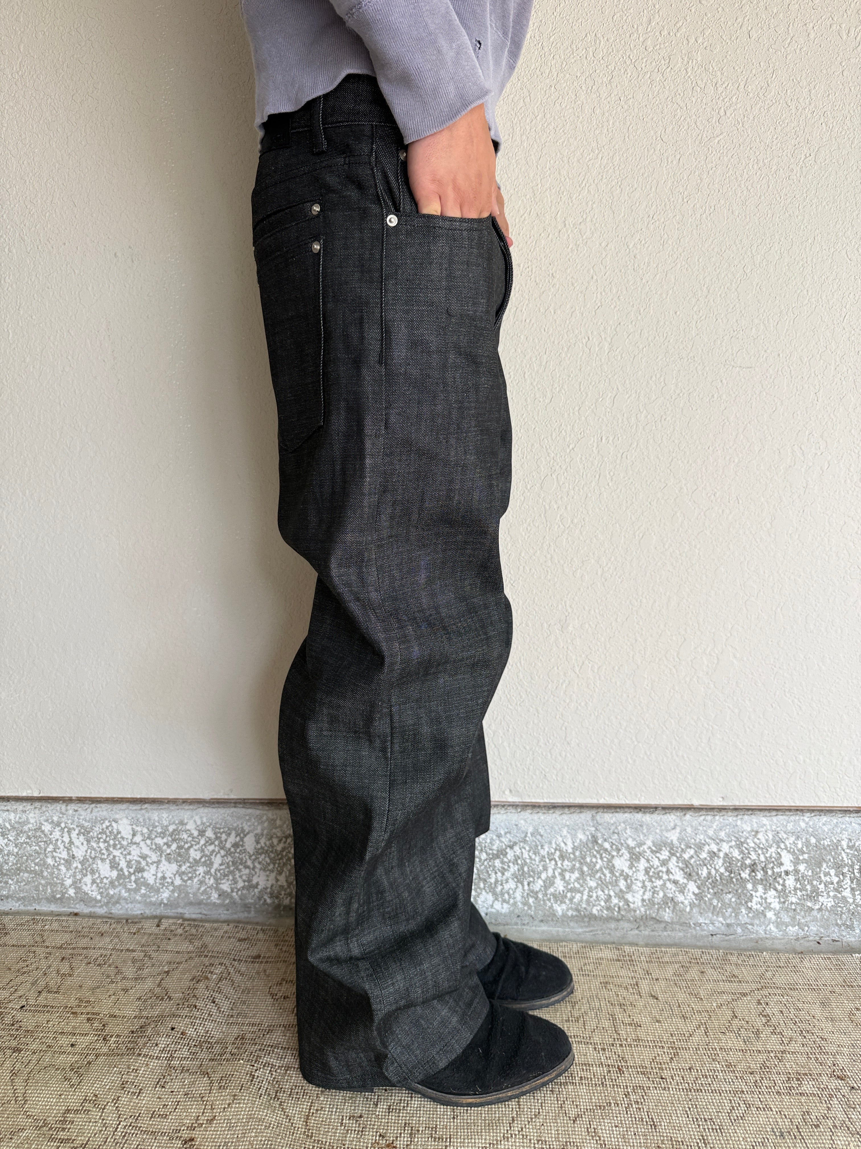 Charcoal Loose Fit Selvedge Denim