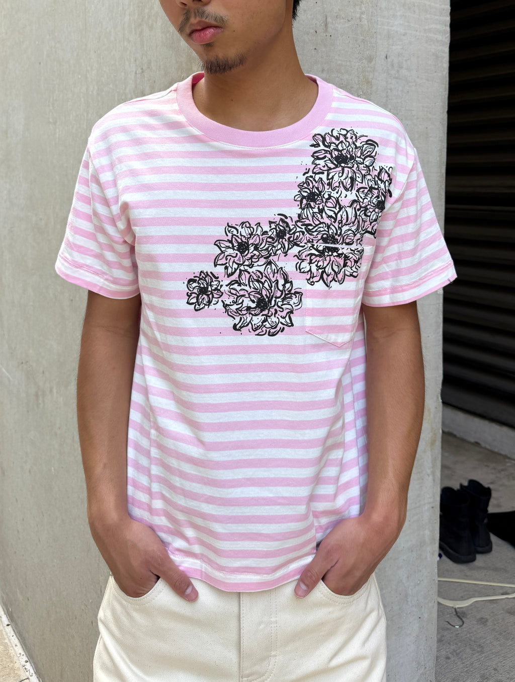 Pink Striped Lotus Tee