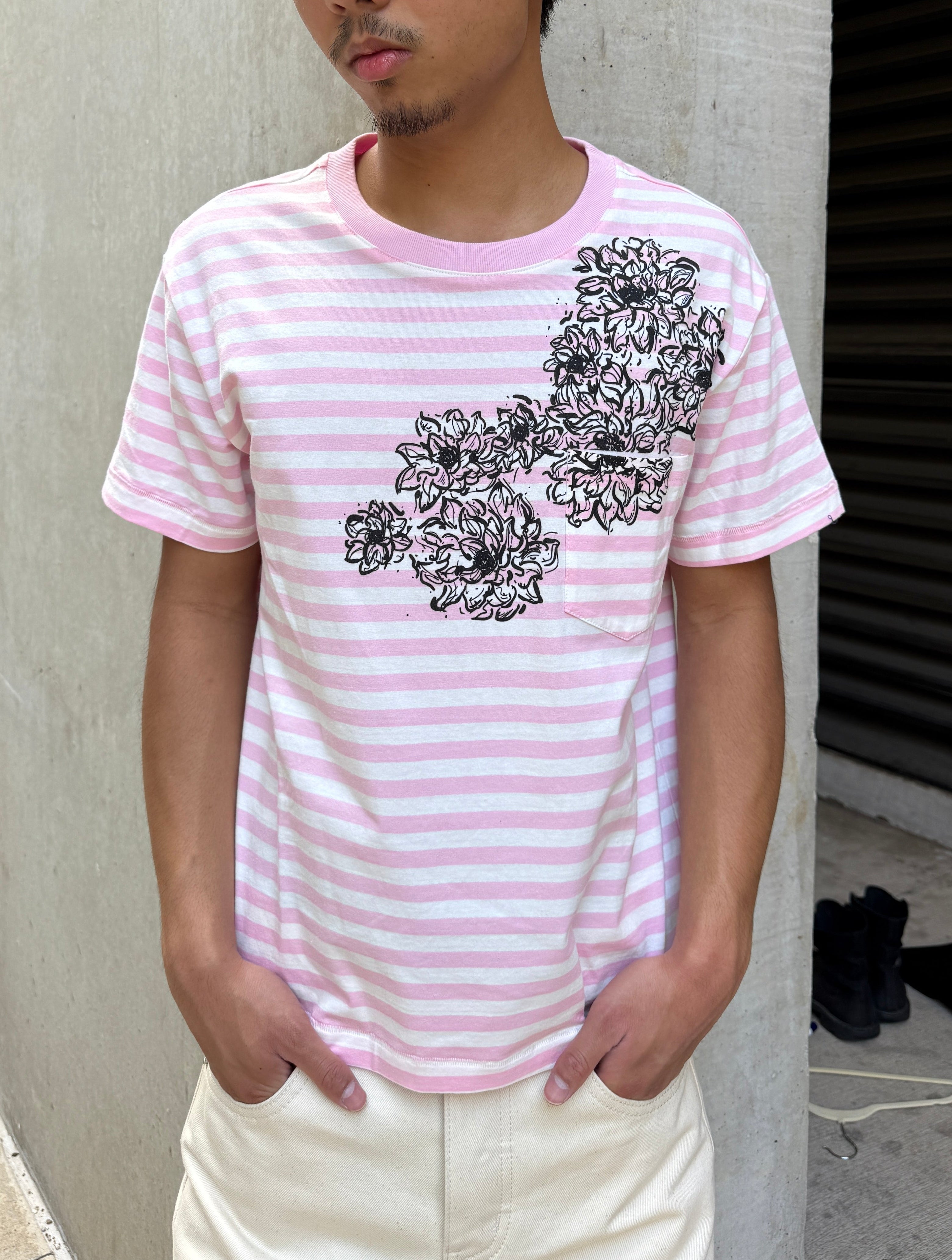 Pink Striped Lotus Tee