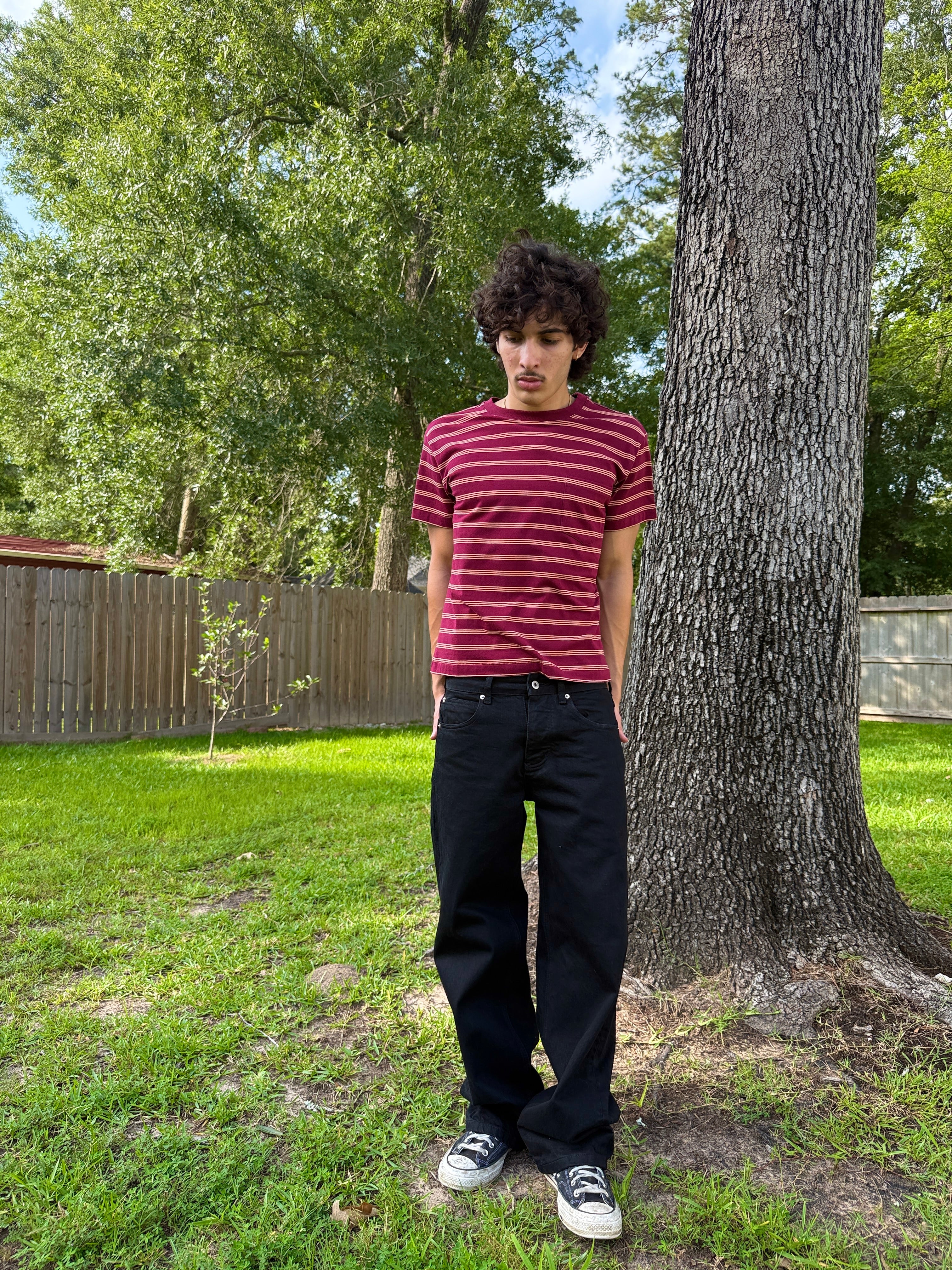 Dark Red Striped Tee