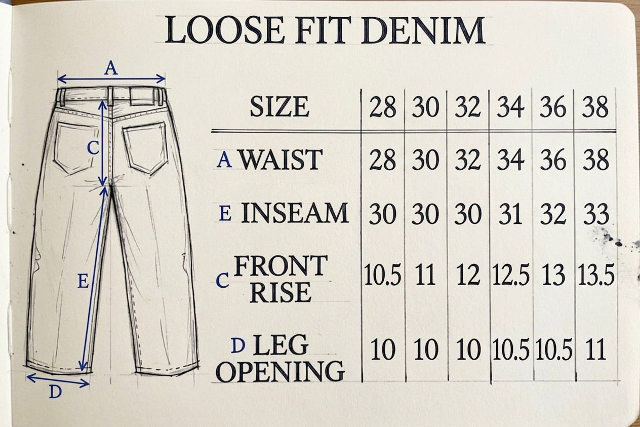Charcoal Loose Fit Selvedge Denim