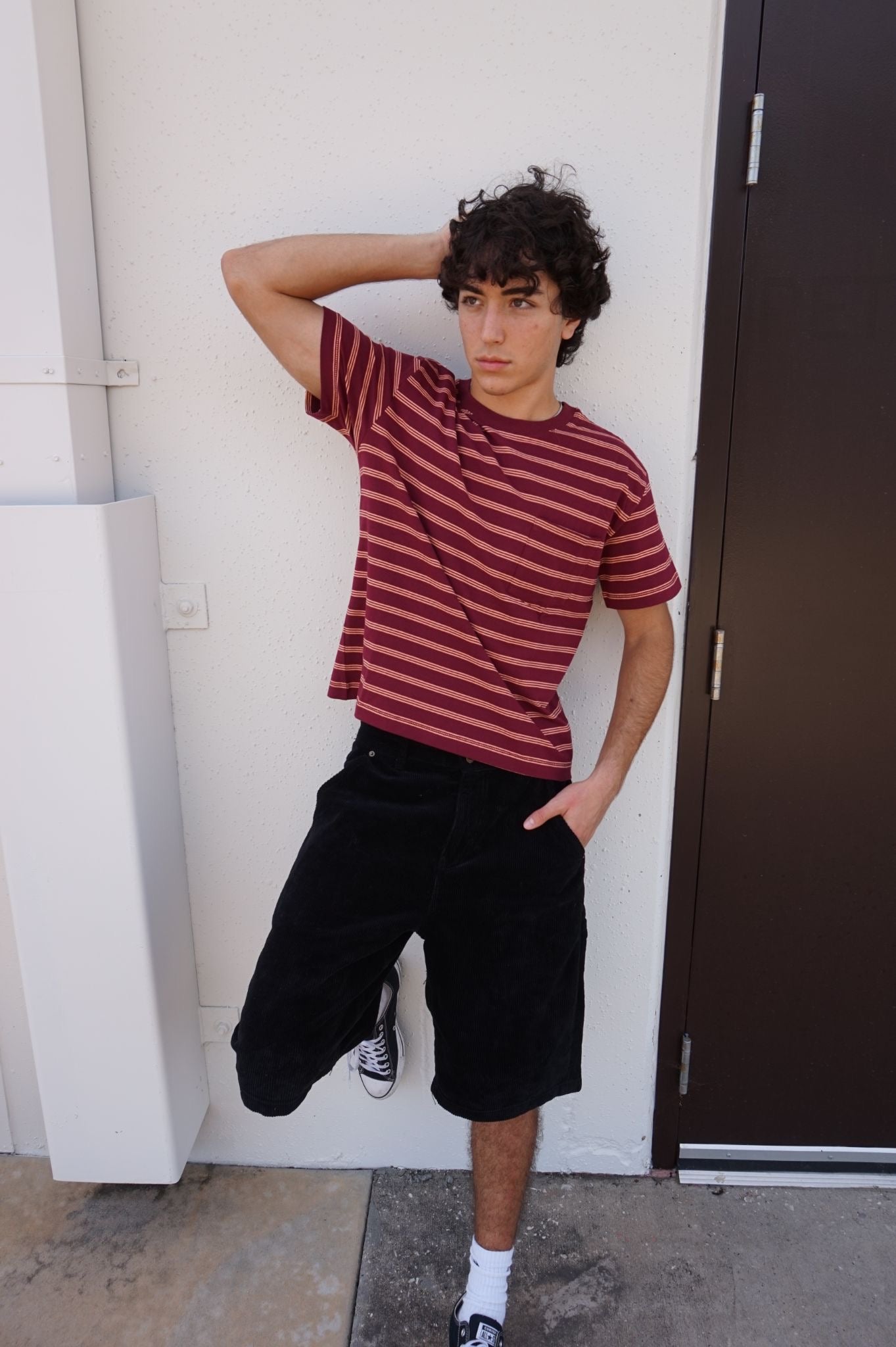 Dark Red Striped Tee