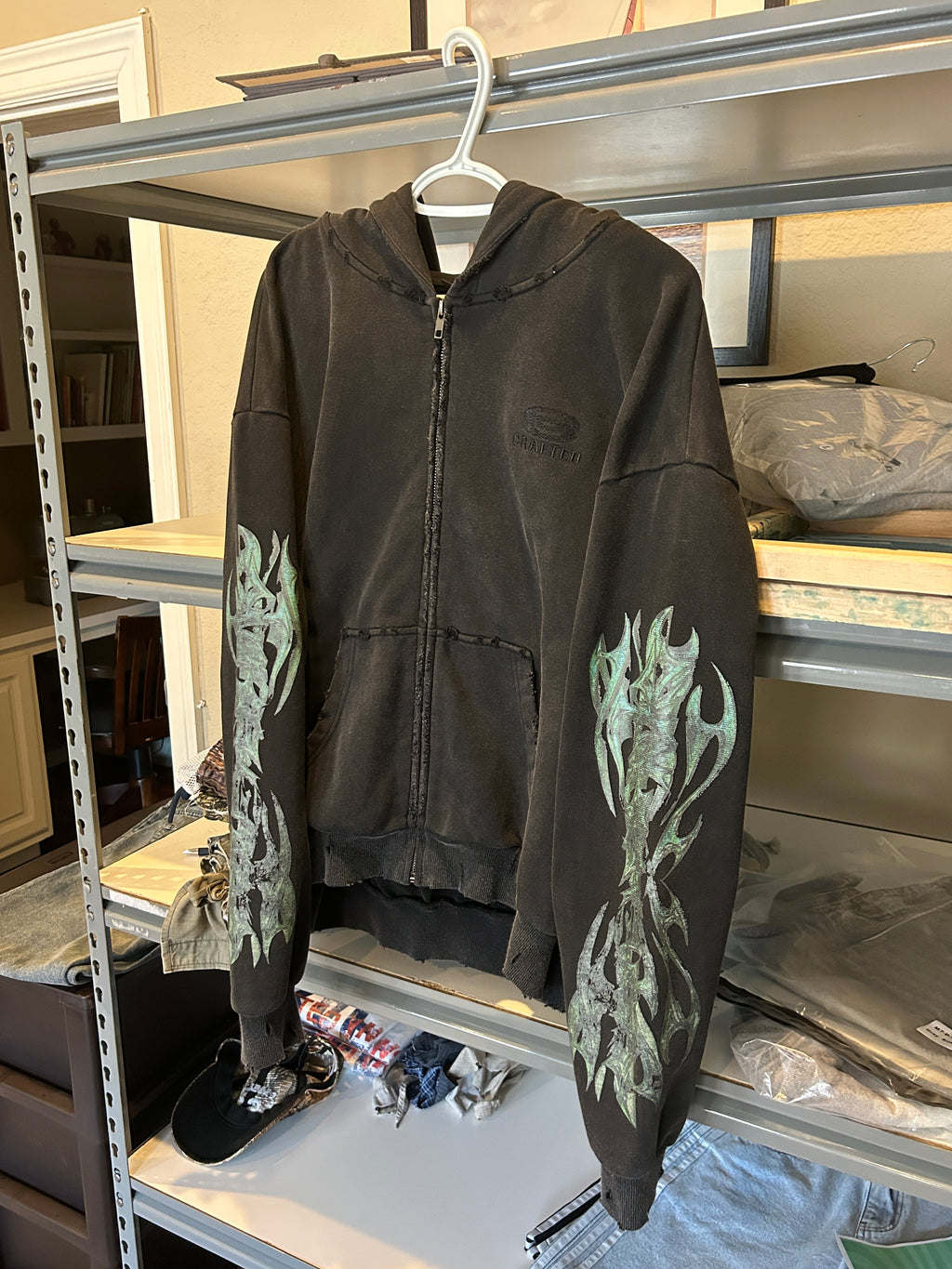 Distressed All-Over Logo Zipup