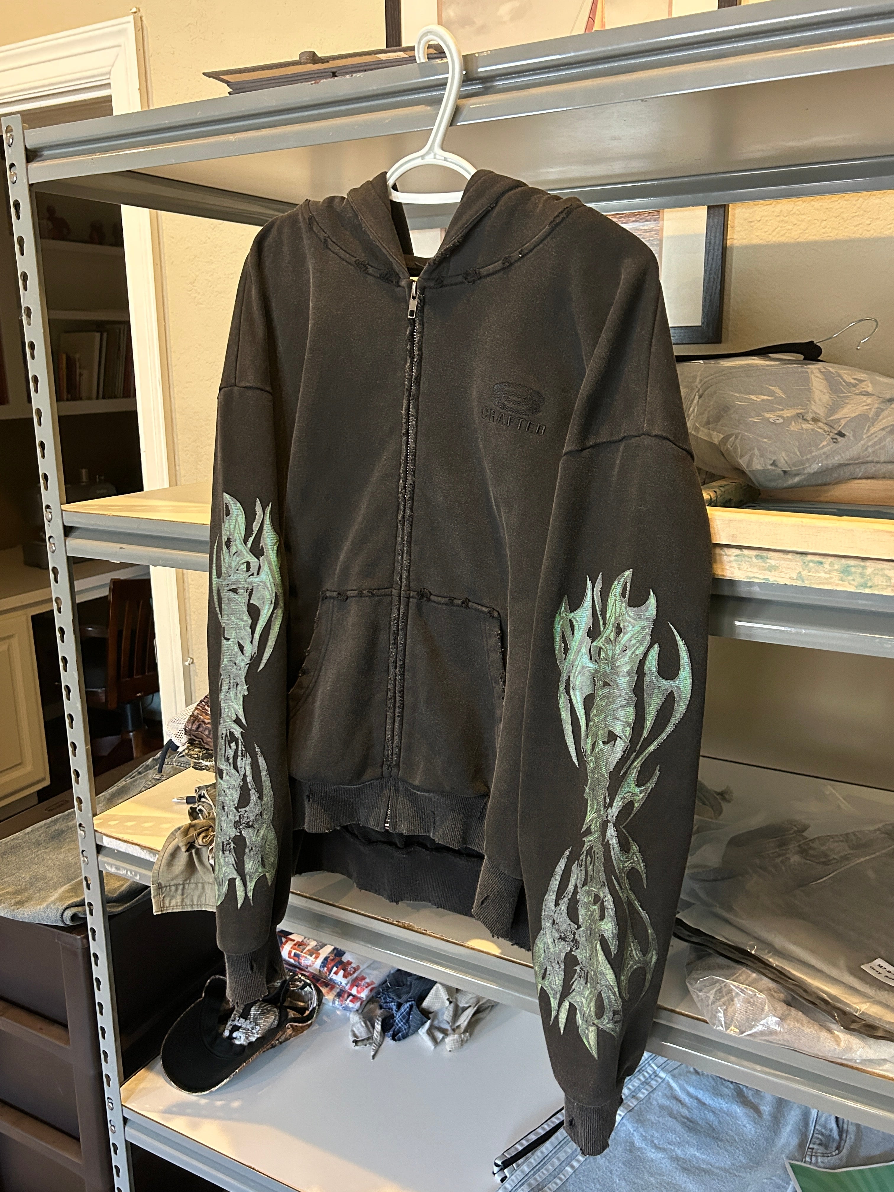 Distressed All-Over Logo Zipup