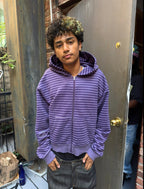 Purple Repaired Striped Zipup