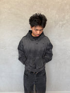 Distressed Black Sunfaded Hoodie