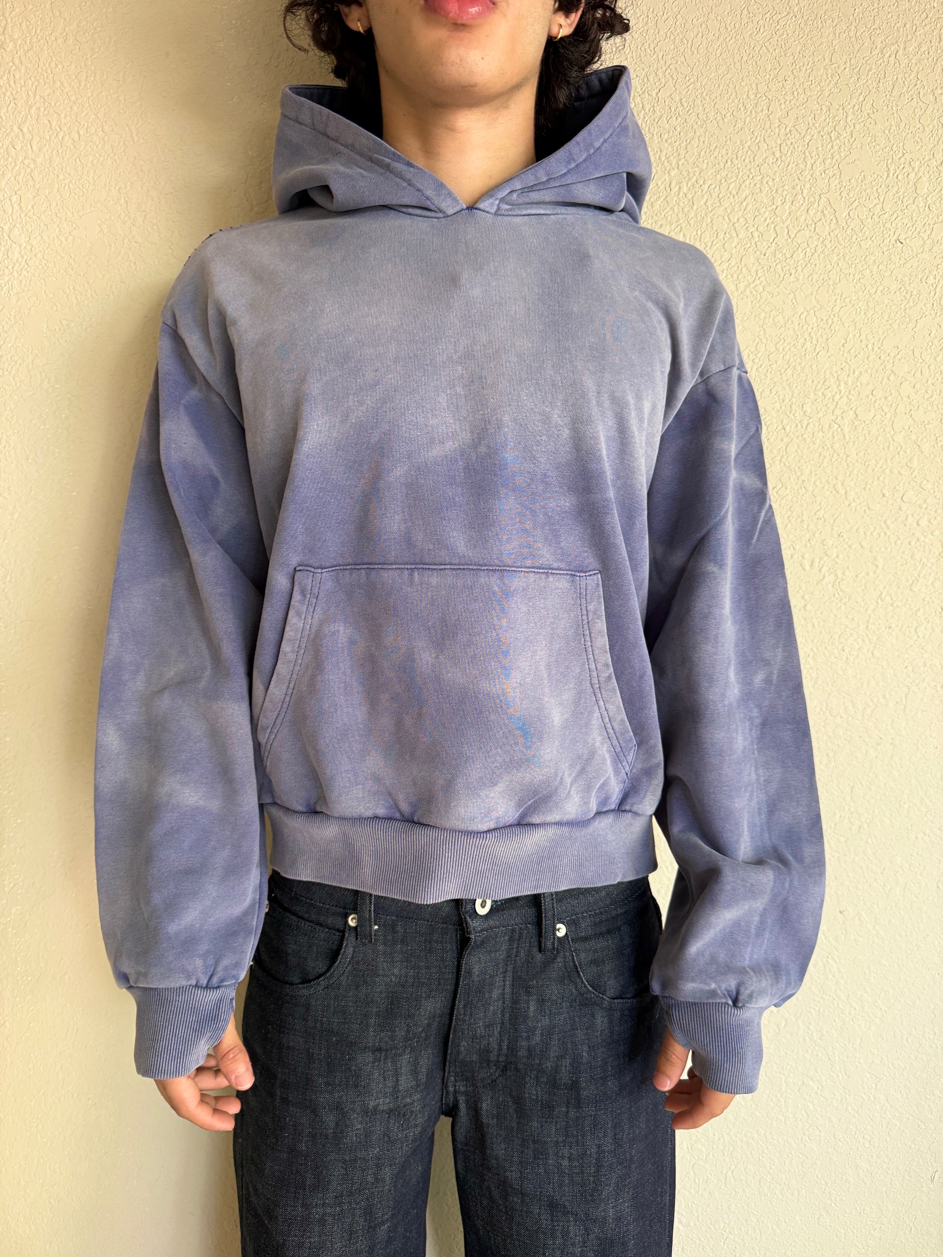Non-Distressed Light Blue Sunfaded Hoodie