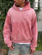 Distressed Pink Sunfaded Hoodie
