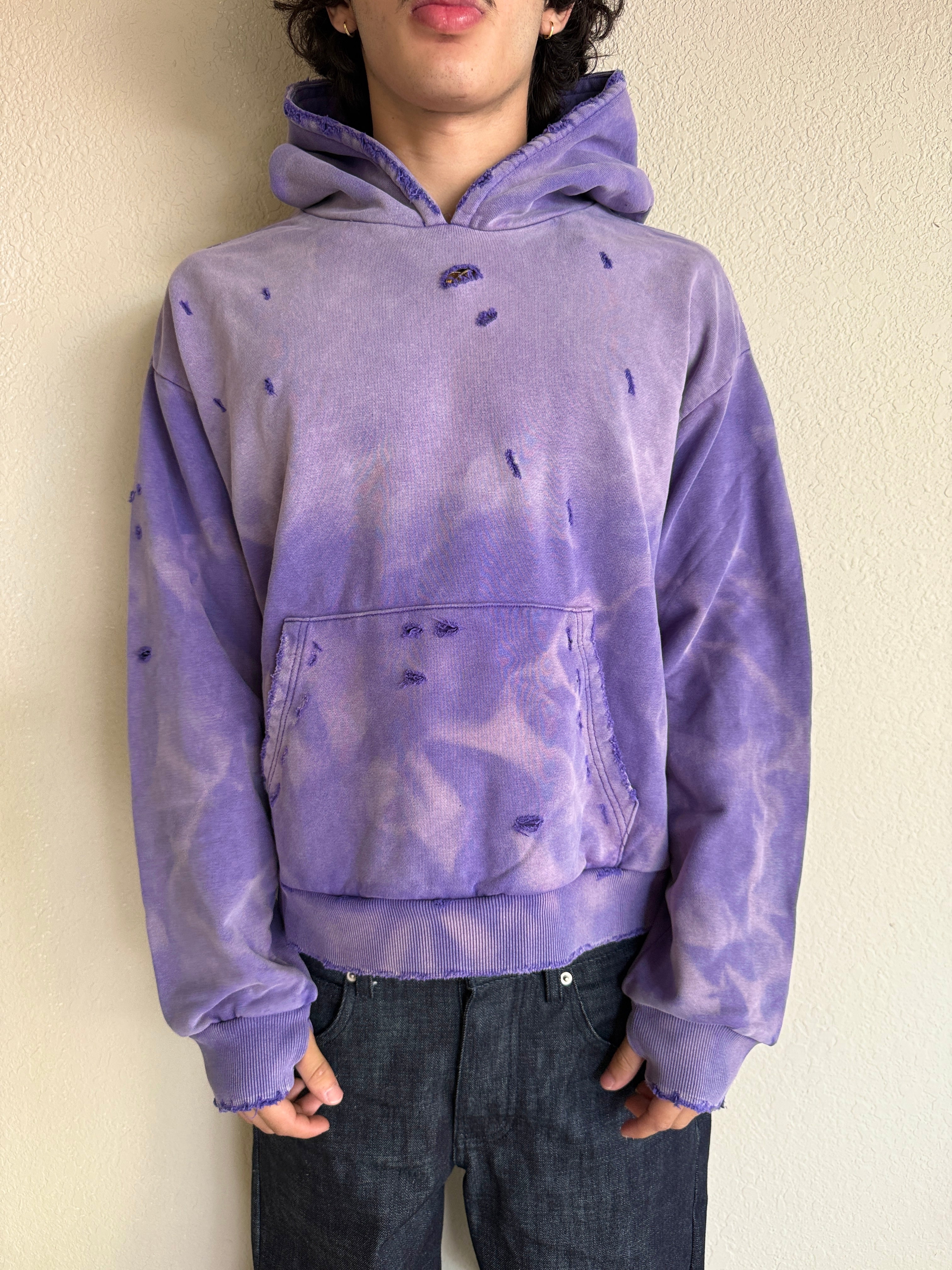 Distressed Purple Sunfaded Hoodie