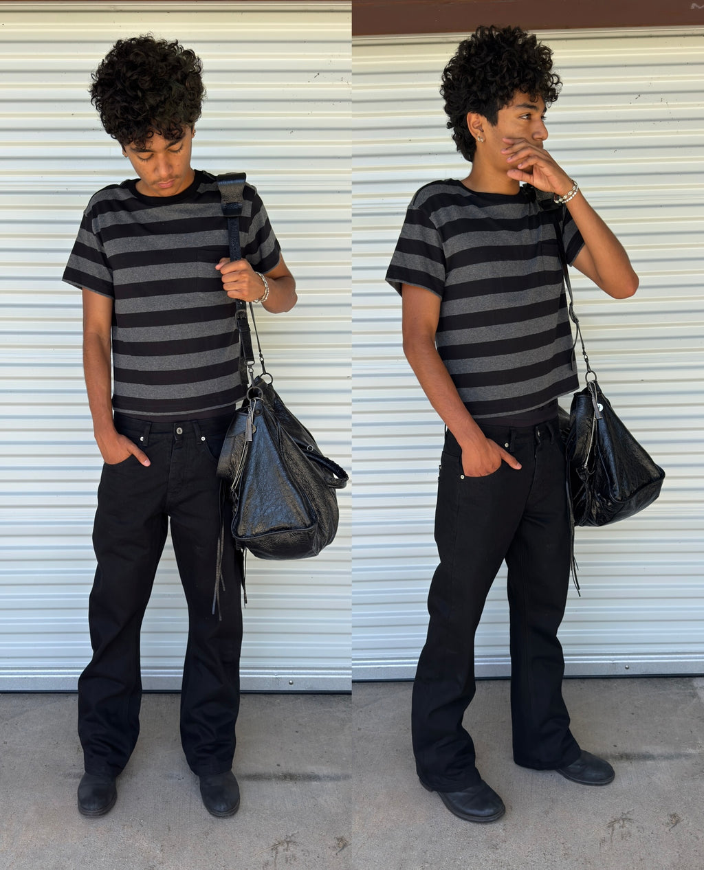 Black Grey Striped Tee